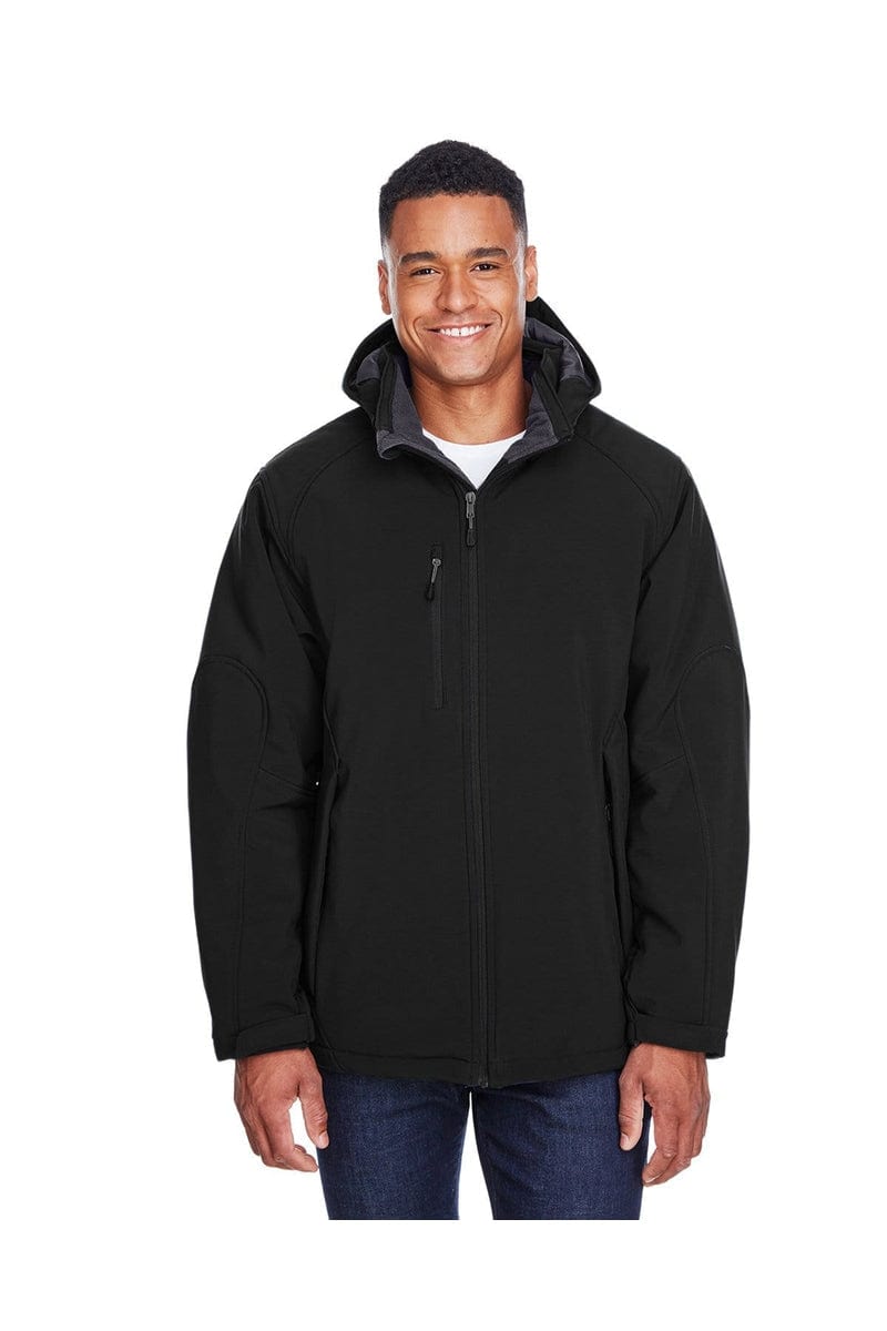 North End Outerwear 5XL / Black North End 88159: Men's Glacier Insulated Three-Layer Fleece Bonded Soft Shell Jacket with Detachable Hood