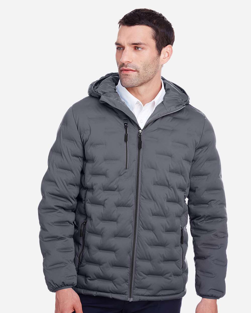 North End NE708 Men's Loft Puffer Jacket in Carbon/ Black