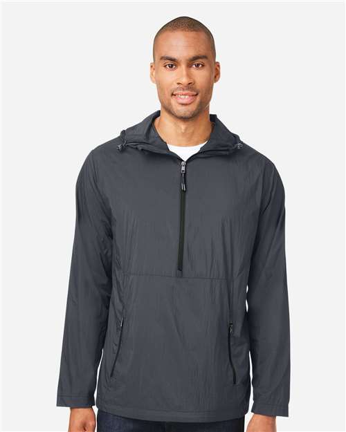 North End NE810 Men's Aura Lightweight Packable Anorak in Carbon/ Black