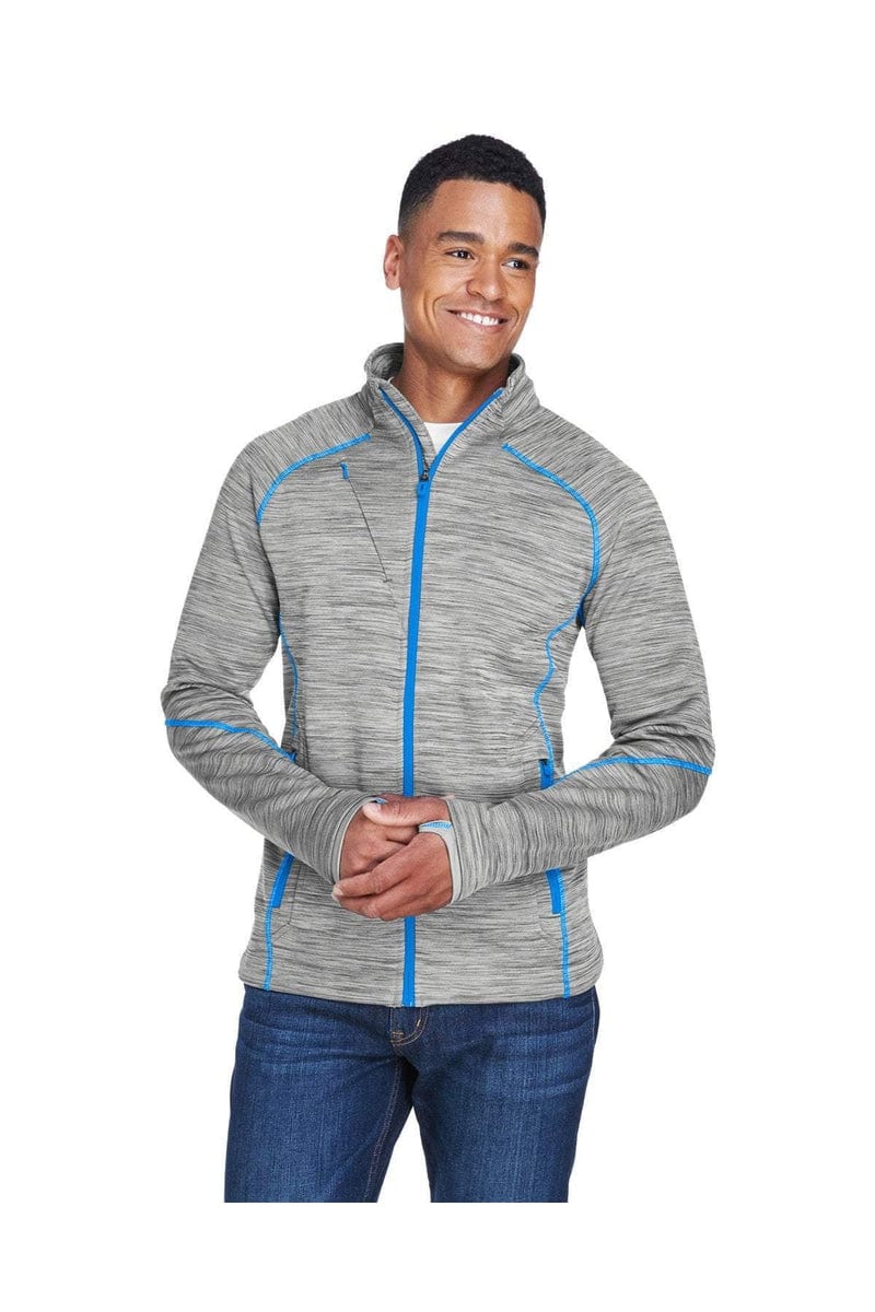 North End Outerwear S / Platnm/ Oly Blu North End 88697: Men's Flux Melange Bonded Fleece Jacket