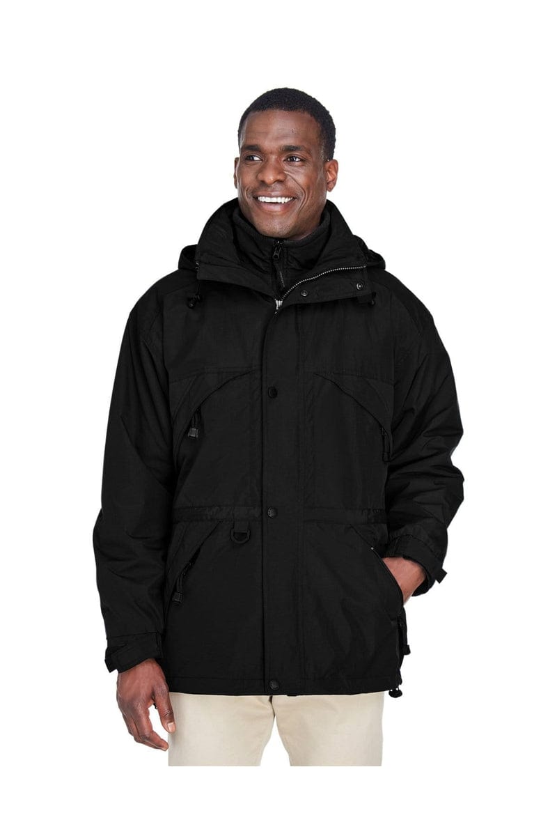 North End Outerwear XS / Black North End 88007: Adult 3-in-1 Parka with Dobby Trim