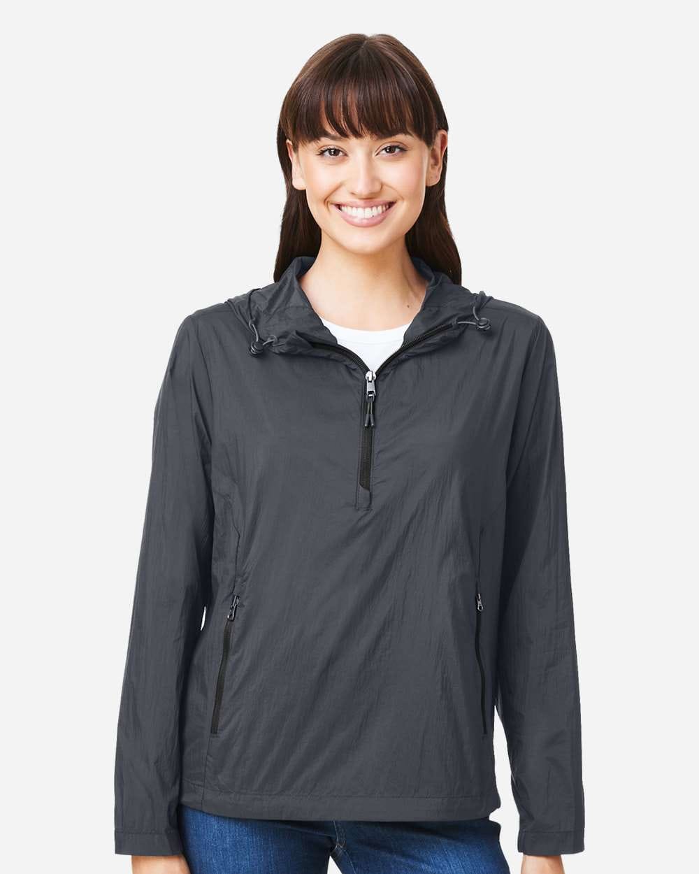 North End NE810W Women's Aura Lightweight Packable Anorak in Carbon/ Black