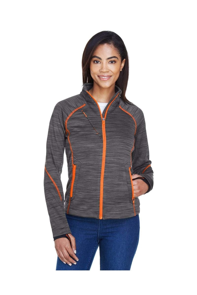 North End Outerwear XS / Crbn/ Orng Soda North End 78697: Ladies' Flux Melange Bonded Fleece Jacket