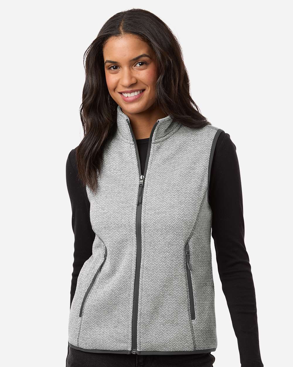 North End NE731W Women's Jasper Jacquard Fleece Vest in Grey/ White