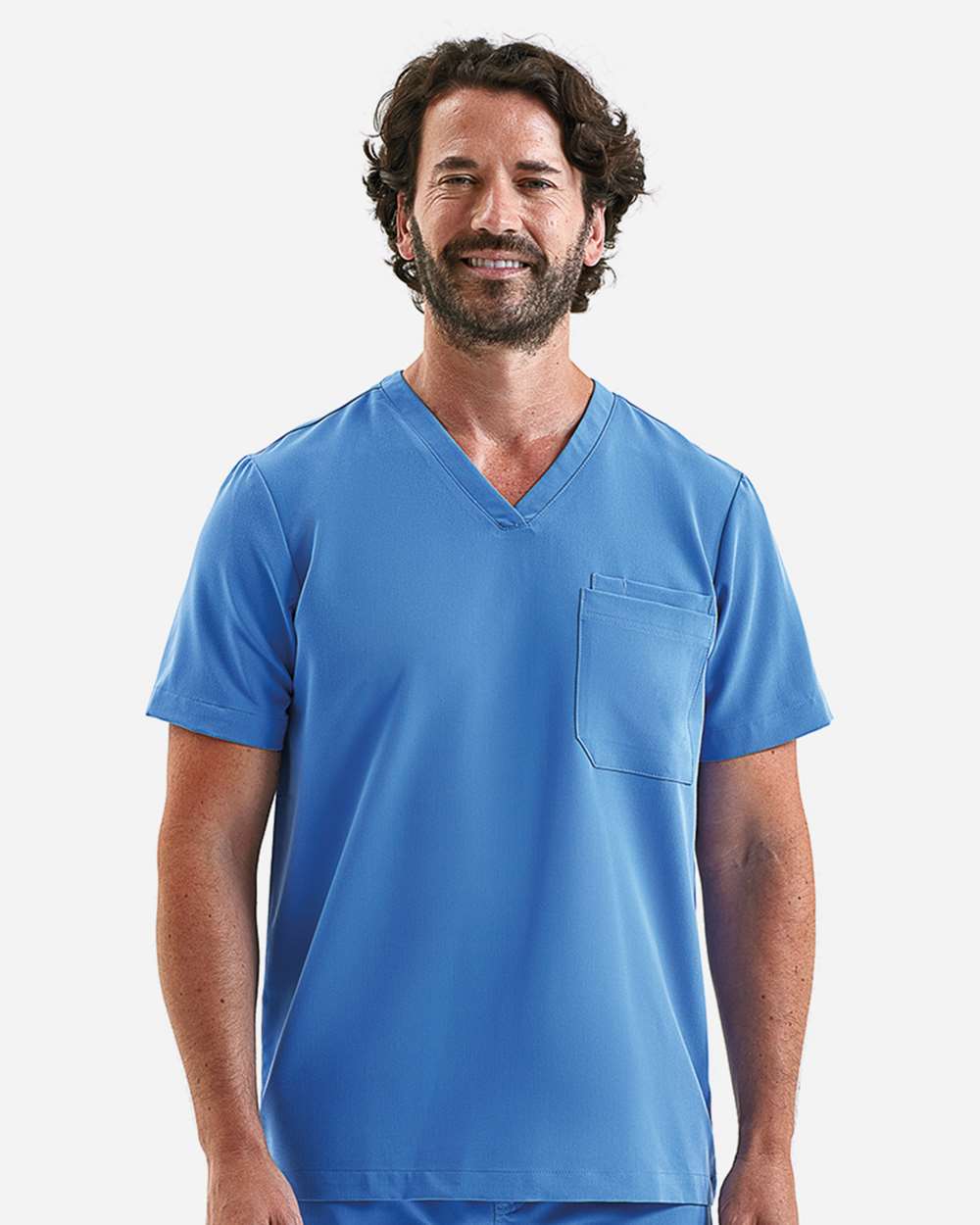 Onna Wovens S / Ceil Blue Onna NN200 Men's Limitless V-Neck Stretch Scrub Top