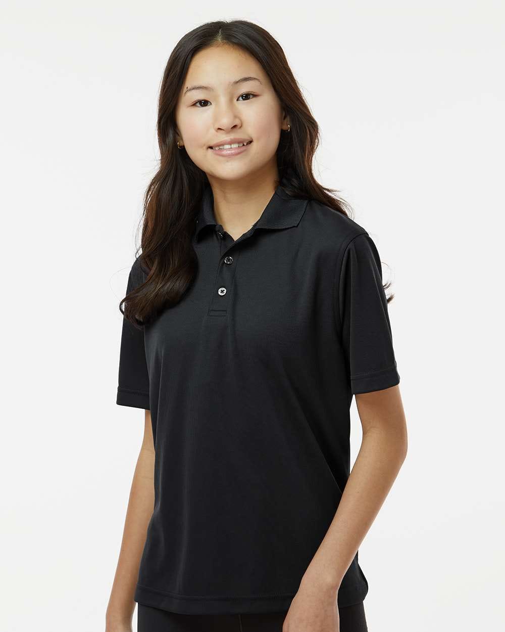Paragon Polos XS / Black Paragon 108Y Youth Saratoga Performance Mini Mesh Polo