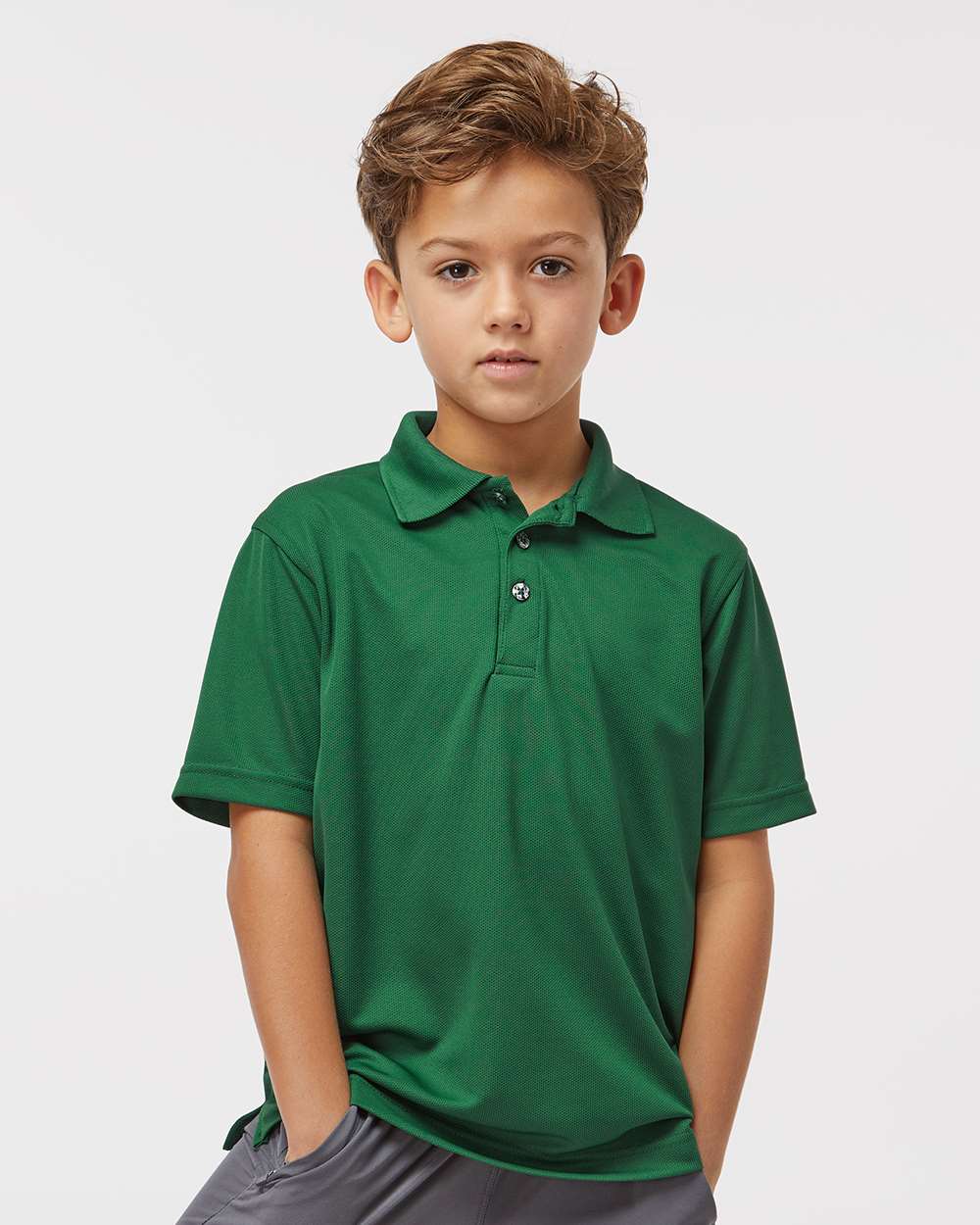 Paragon Polos XS / Hunter Green Paragon 108Y Youth Saratoga Performance Mini Mesh Polo