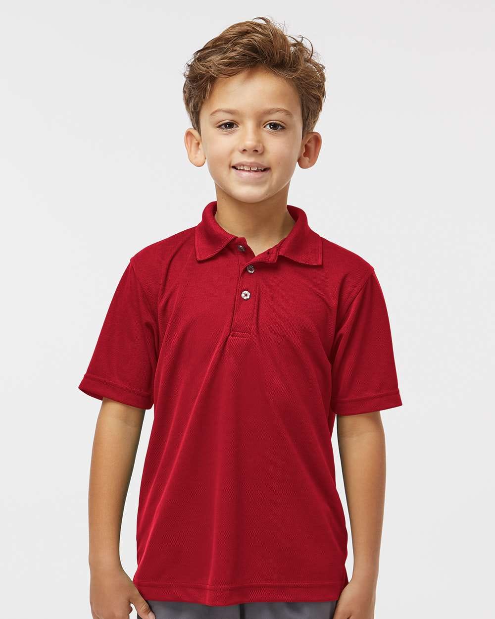 Paragon Polos XS / Red Paragon 108Y Youth Saratoga Performance Mini Mesh Polo