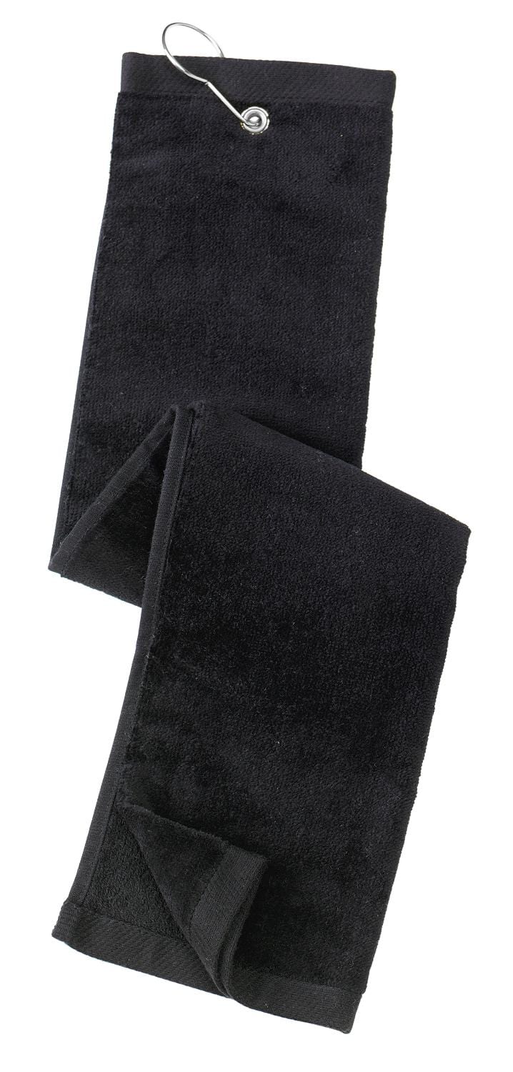 Port Authority Accessories OSFA / Black Port Authority Grommeted Tri-Fold Golf Towel. TW50