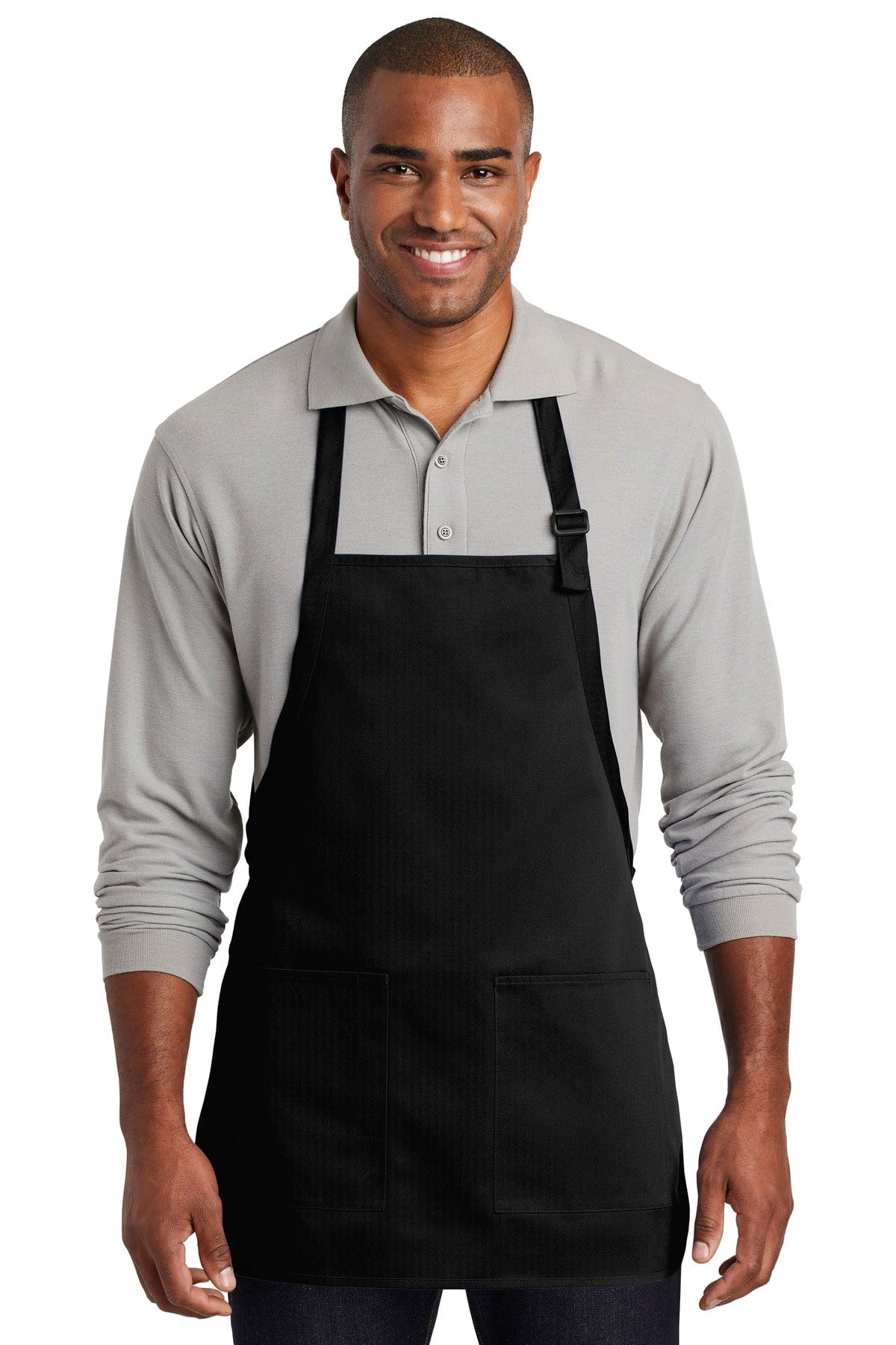 Port Authority Accessories OSFA / Black Port Authority  ®  Medium-Length Two-Pocket Bib Apron. A601