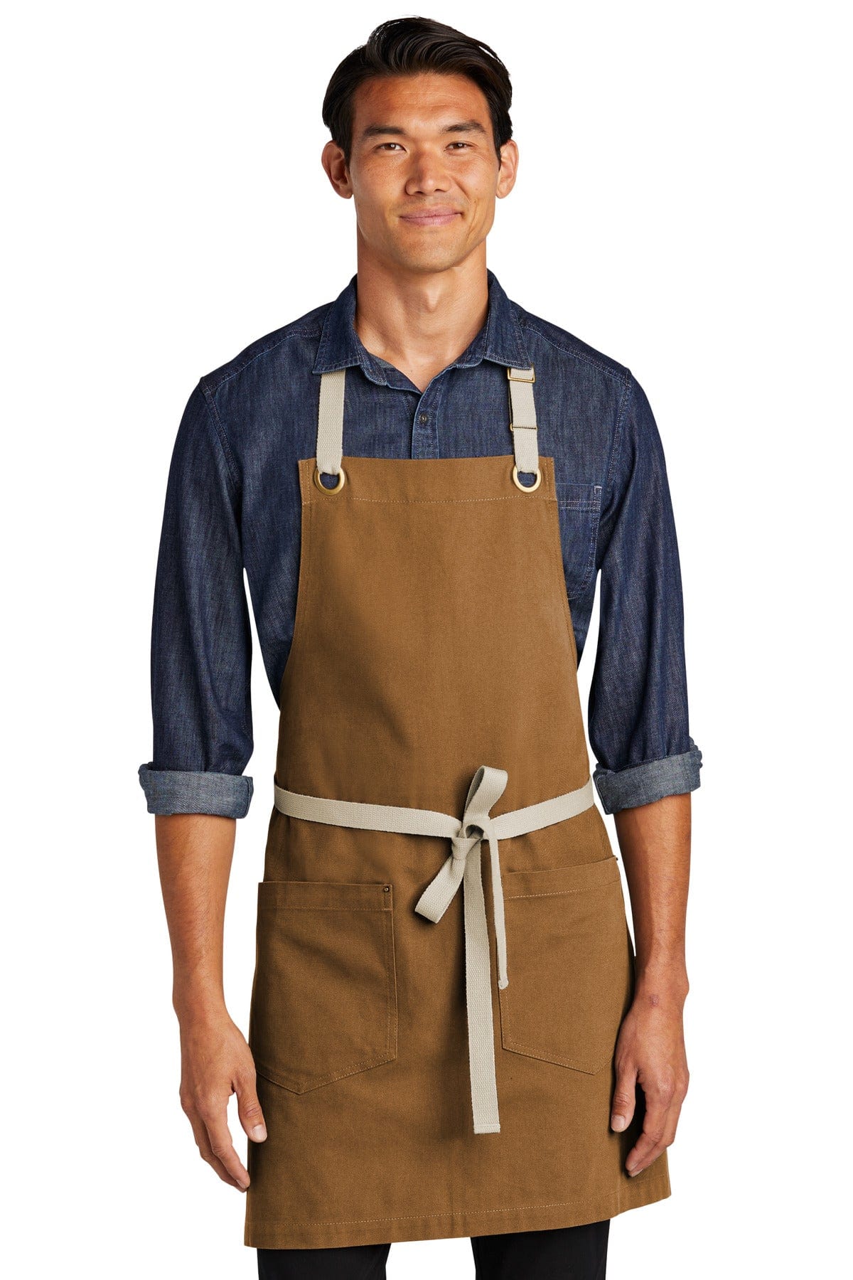 Port Authority Accessories OSFA / Duck Brown/ Stone Port Authority ®  Canvas Full-Length Two-Pocket Apron A815