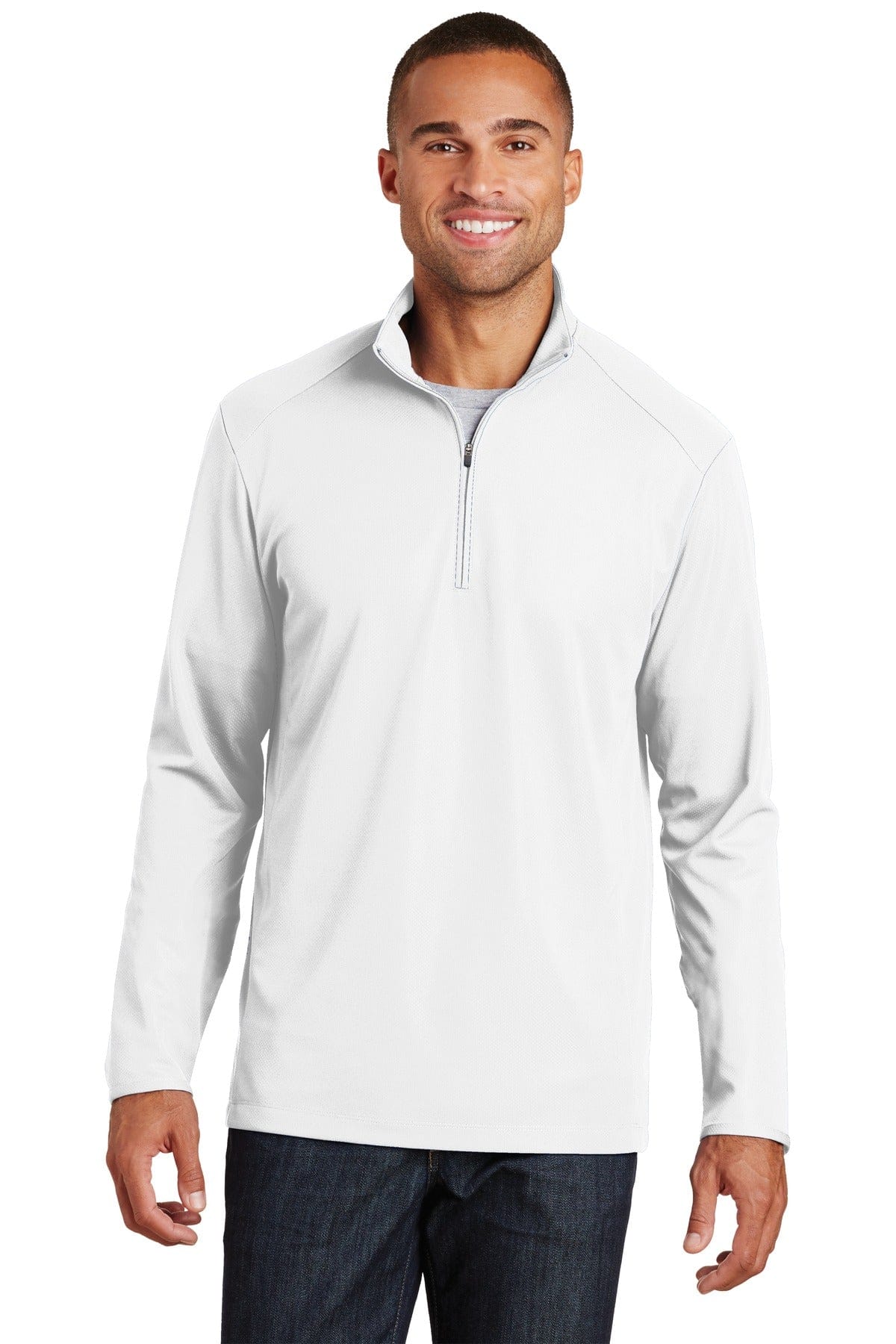 Port Authority Activewear L / White Port Authority Pinpoint Mesh 1/2-Zip. K806