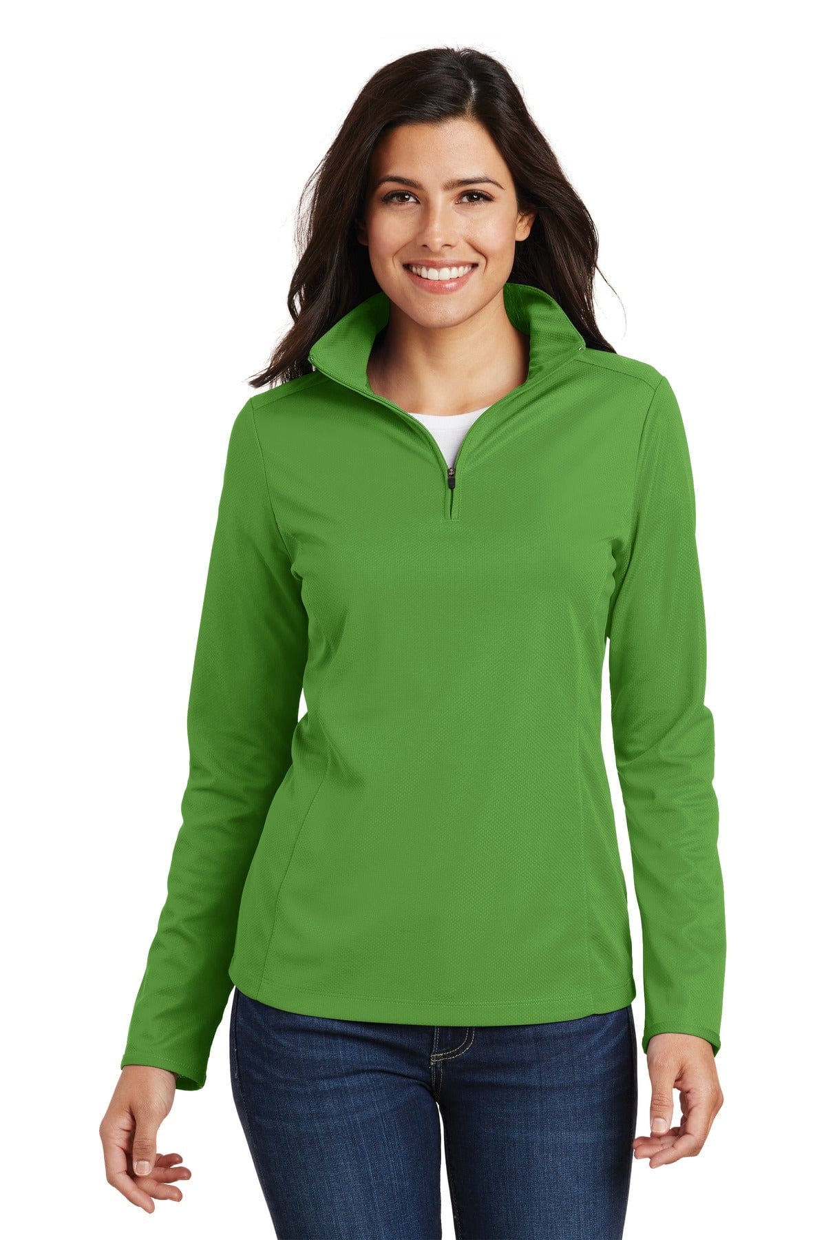 Port Authority Activewear XS / Treetop Green Port Authority ®  Ladies Pinpoint Mesh 1/2-Zip . L806