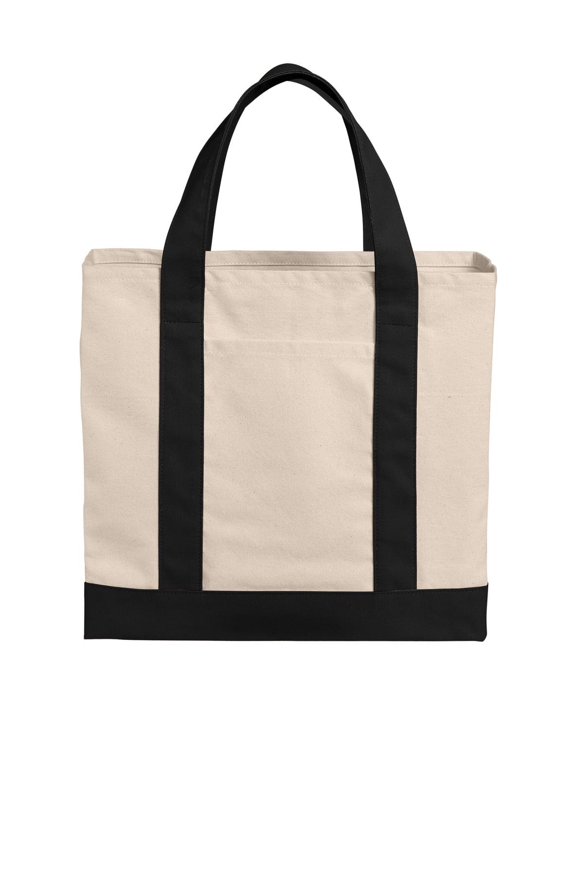 Port Authority Bags OSFA / Natural/ Deep Black Port Authority ®  Cotton Canvas Two-Tone Tote BG429