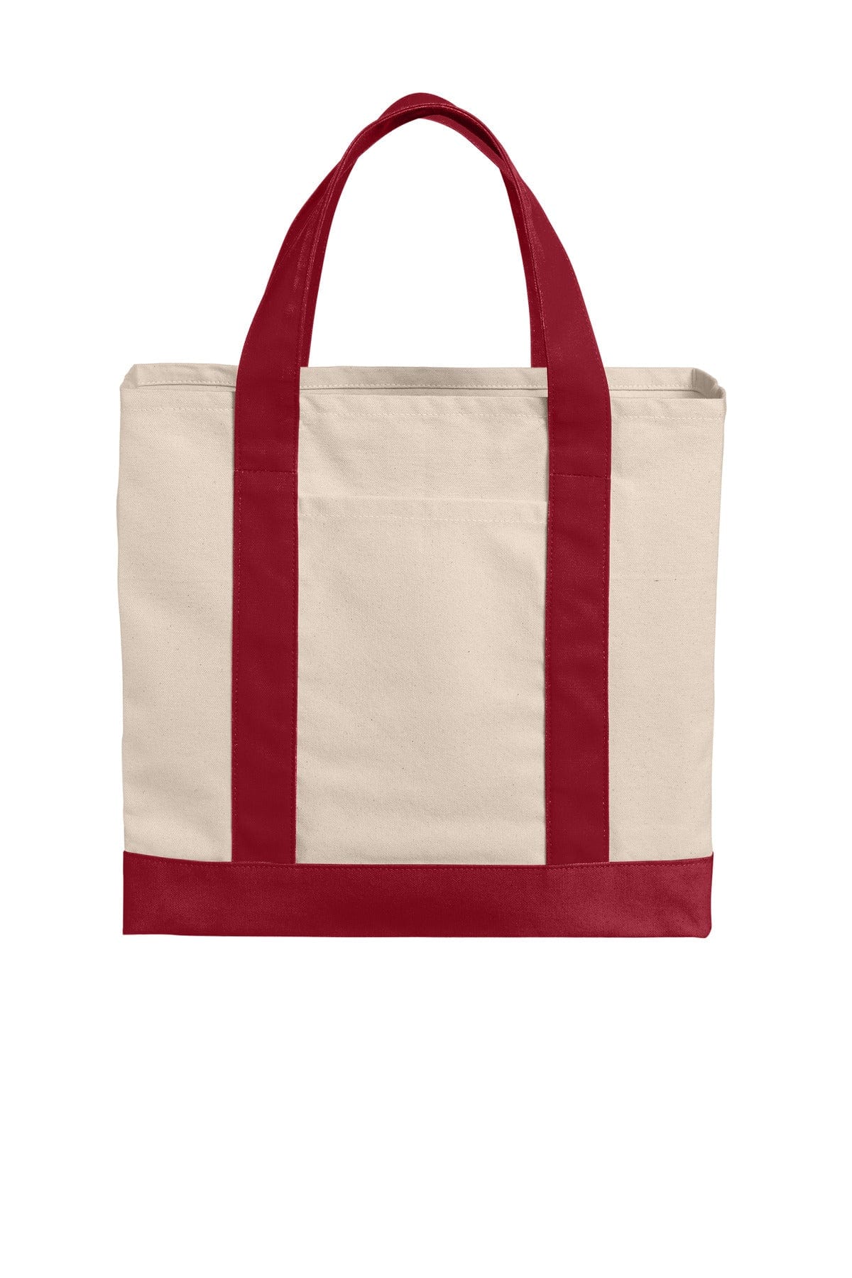 Port Authority Bags OSFA / Natural/ Deep Red Port Authority ®  Cotton Canvas Two-Tone Tote BG429