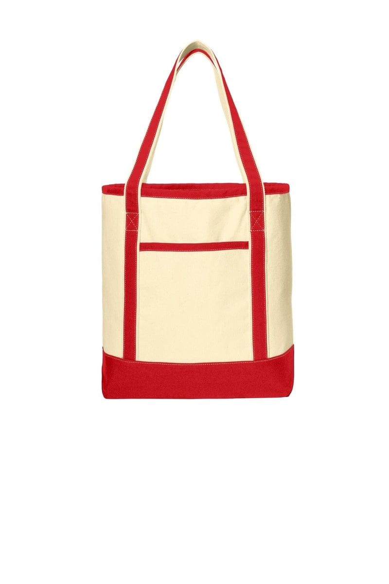 Port Authority Bags OSFA / Natural/ Red Port Authority ®  Large Cotton Canvas Boat Tote. BG413