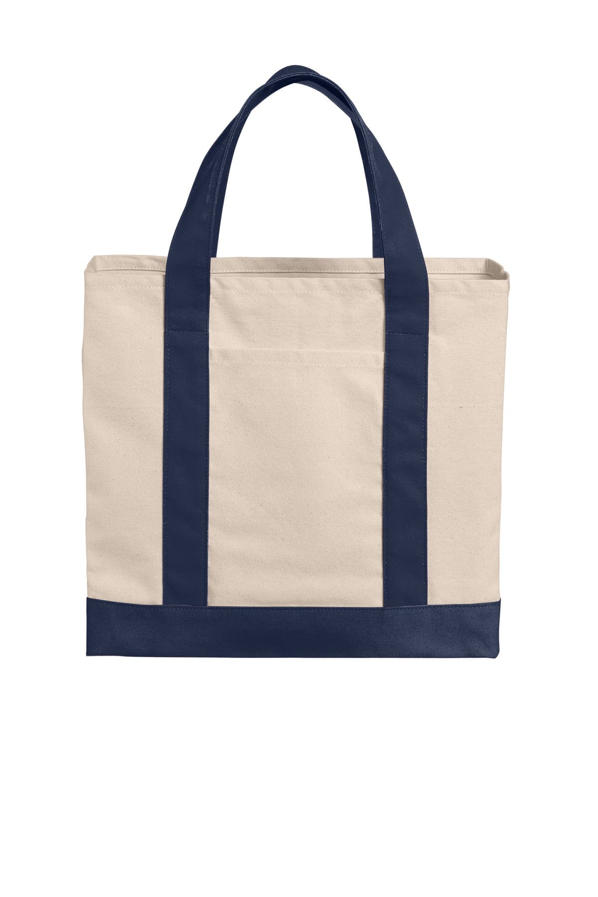 Port Authority Bags OSFA / Natural/ River Blue Navy Port Authority ®  Cotton Canvas Two-Tone Tote BG429