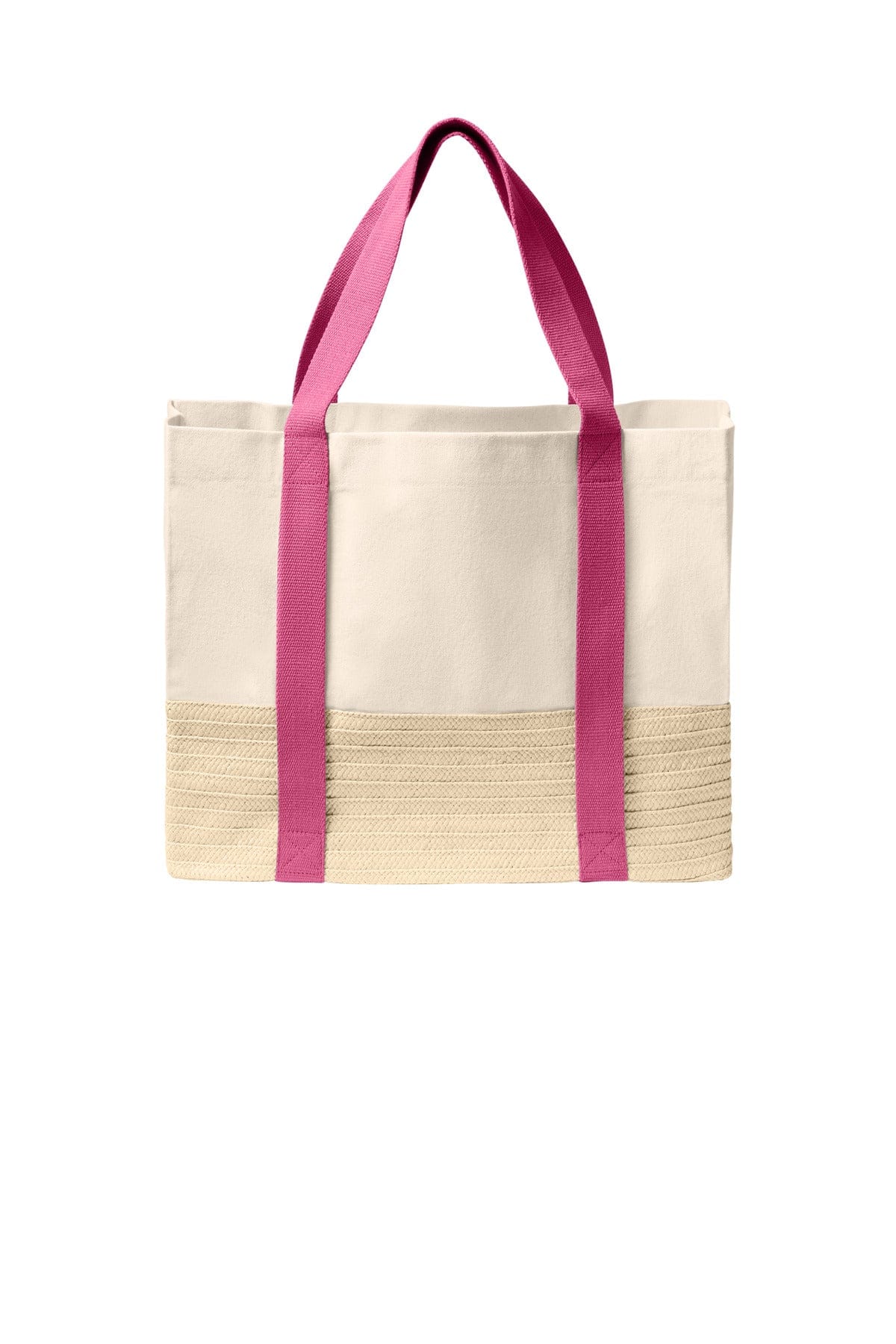 Port Authority Straw Market Tote BG450 in Awareness Pink