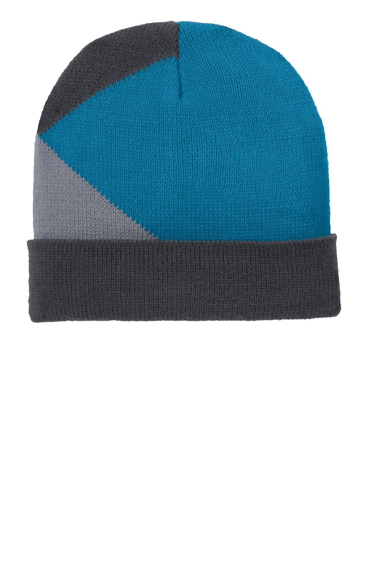 Port Authority Caps DISCONTINUED  Port Authority ®  Cuffed Colorblock Beanie. C906