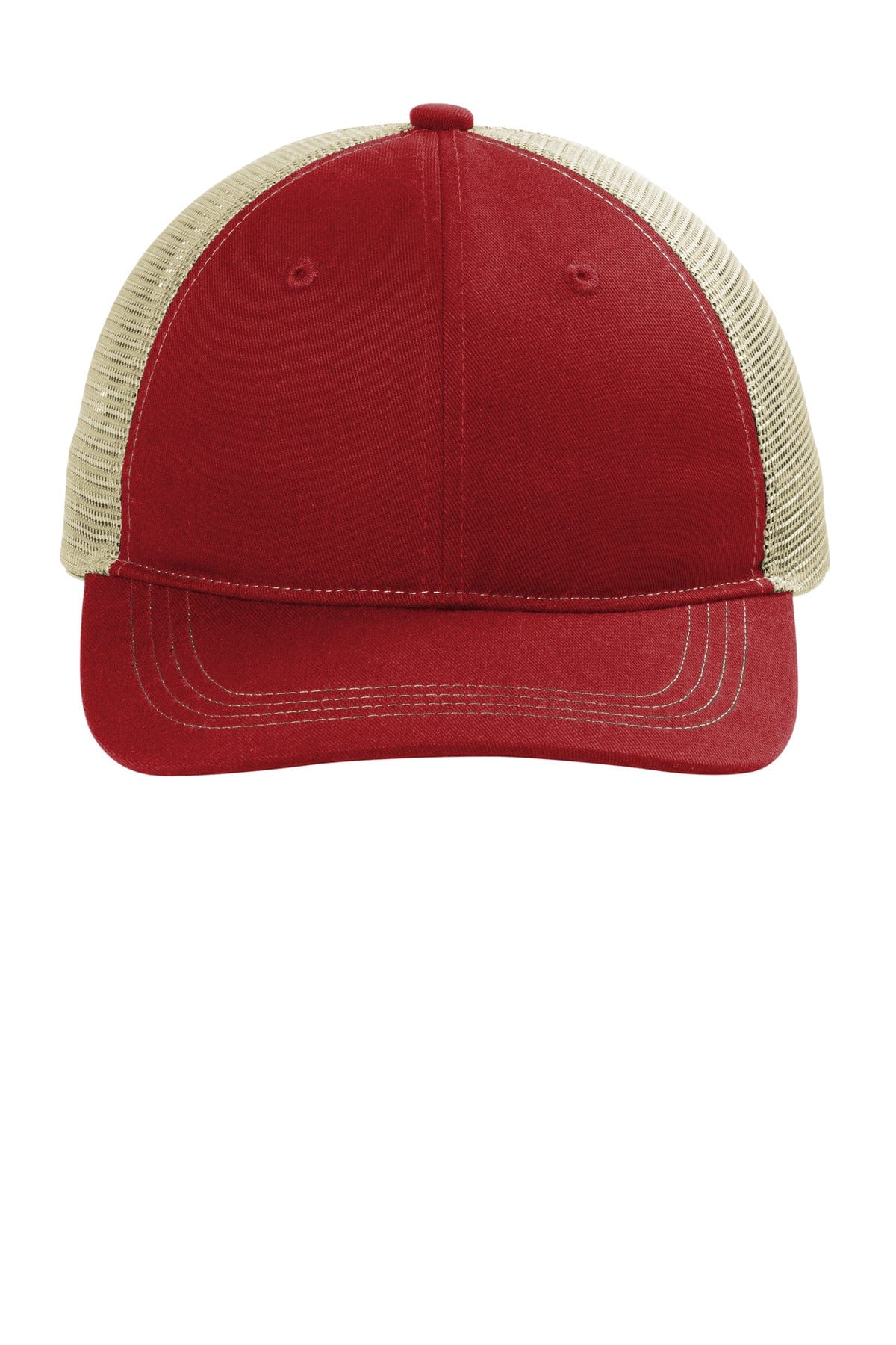 Port Authority Caps OSFA / Flame Red/ Tan Port Authority C119: Unstructured Snapback Trucker Cap