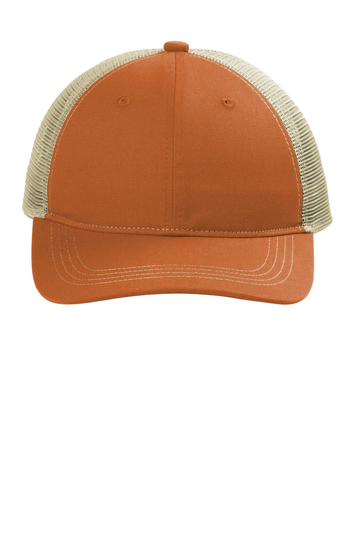 Port Authority Caps OSFA / Texas Orange/ Tan Port Authority C119: Unstructured Snapback Trucker Cap