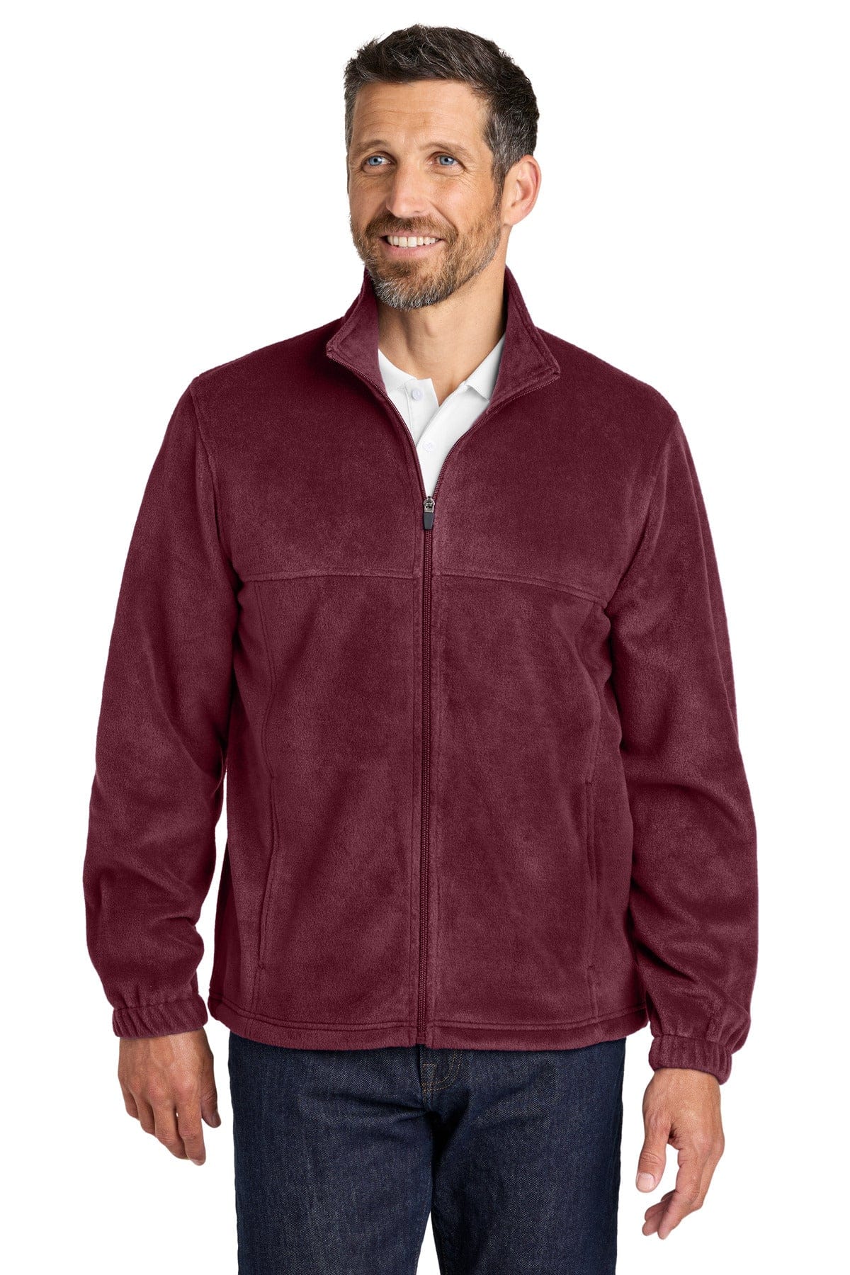 Port Authority Plush Fleece Full-Zip Jacket F190 in Club Burgundy