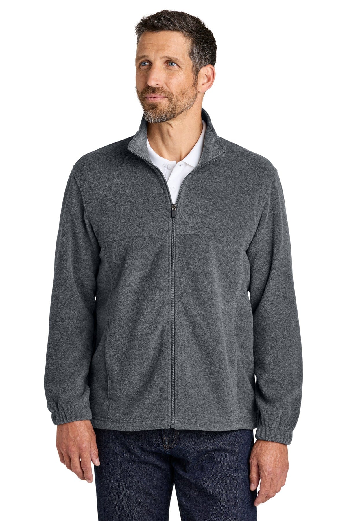 Port Authority Plush Fleece Full-Zip Jacket F190 in Storm Grey Heather