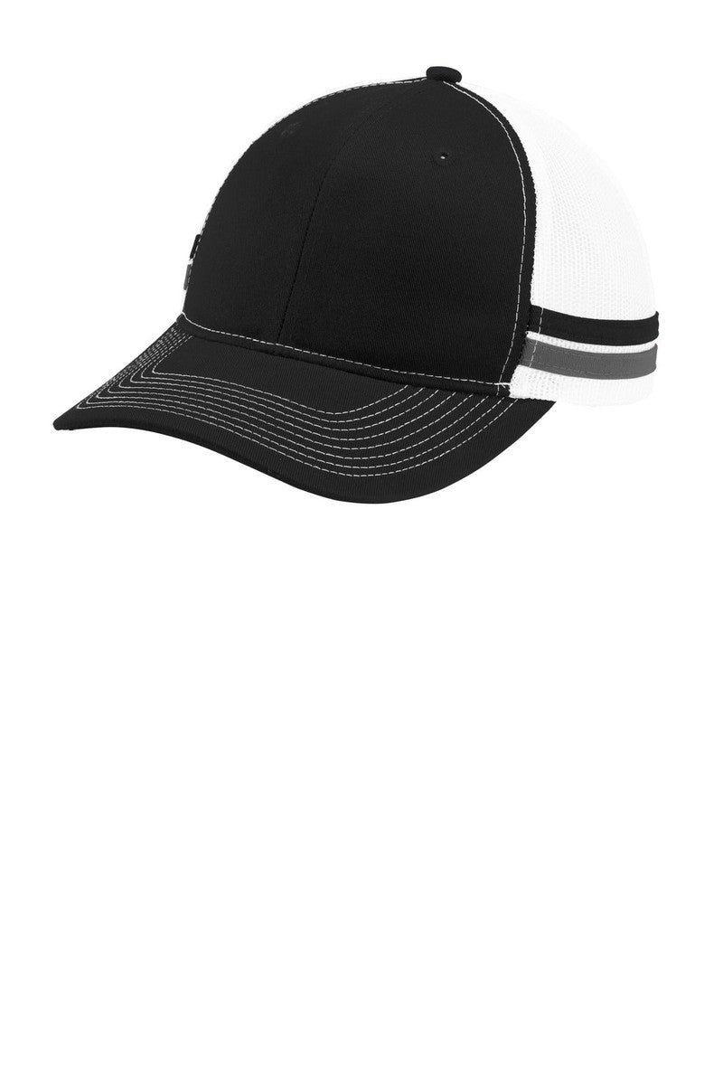 Port Authority Headwear OSFA / Black/ Grey Steel/ White Port Authority ® Two-Stripe Snapback Trucker Cap. C113