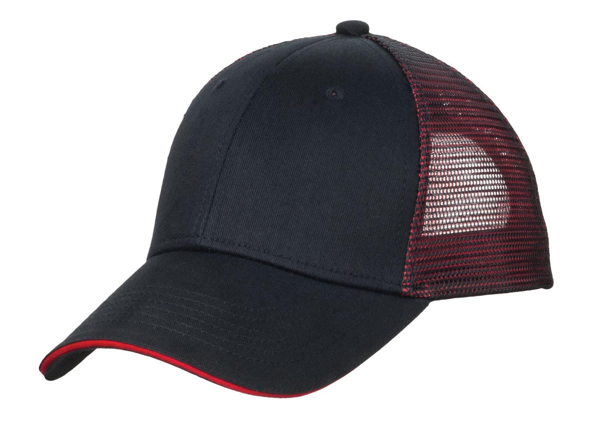 Port Authority Headwear OSFA / Black/ Red Port Authority Double Mesh Snapback Sandwich Bill Cap. C818