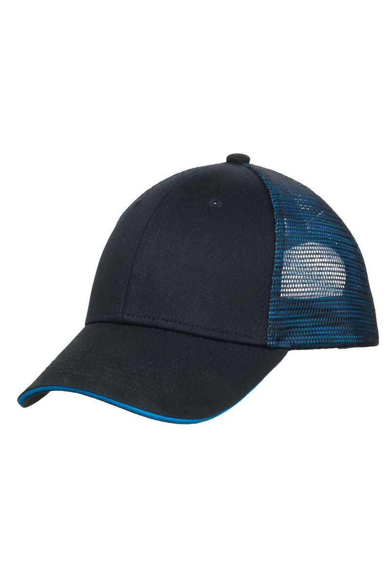 Port Authority Headwear OSFA / Black/ Shock Blue Port Authority® Double Mesh Snapback Sandwich Bill Cap. C818
