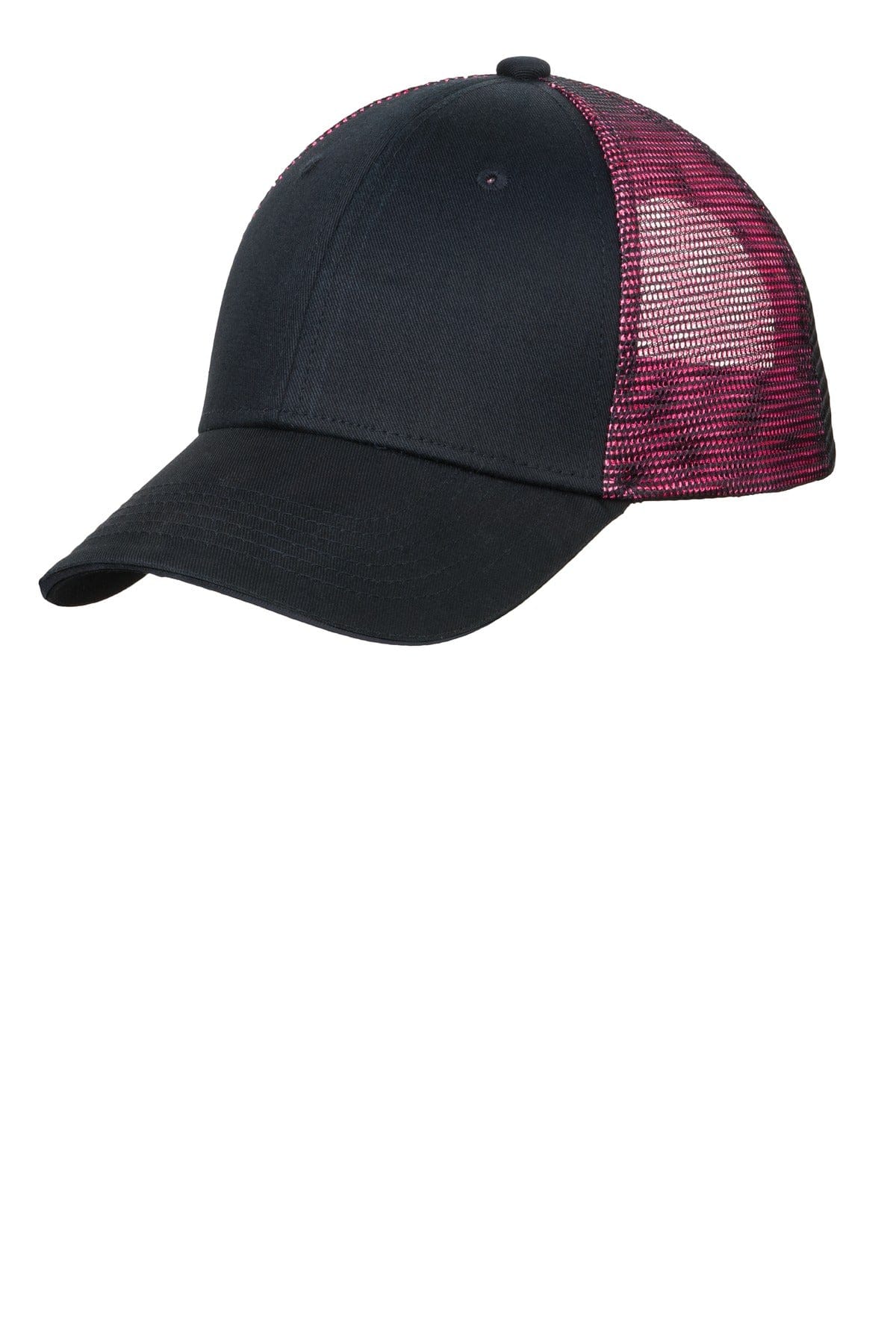 Port Authority Headwear OSFA / Black/ Shock Pink Port Authority Double Mesh Snapback Sandwich Bill Cap. C818