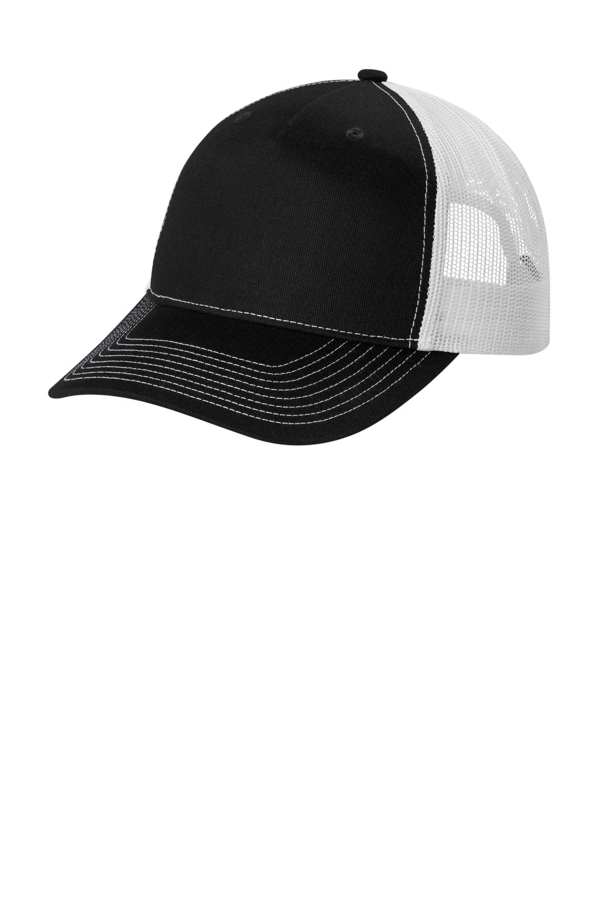 Port Authority Headwear OSFA / Black/ White Port Authority ®  Snapback Five-Panel Trucker Cap C115