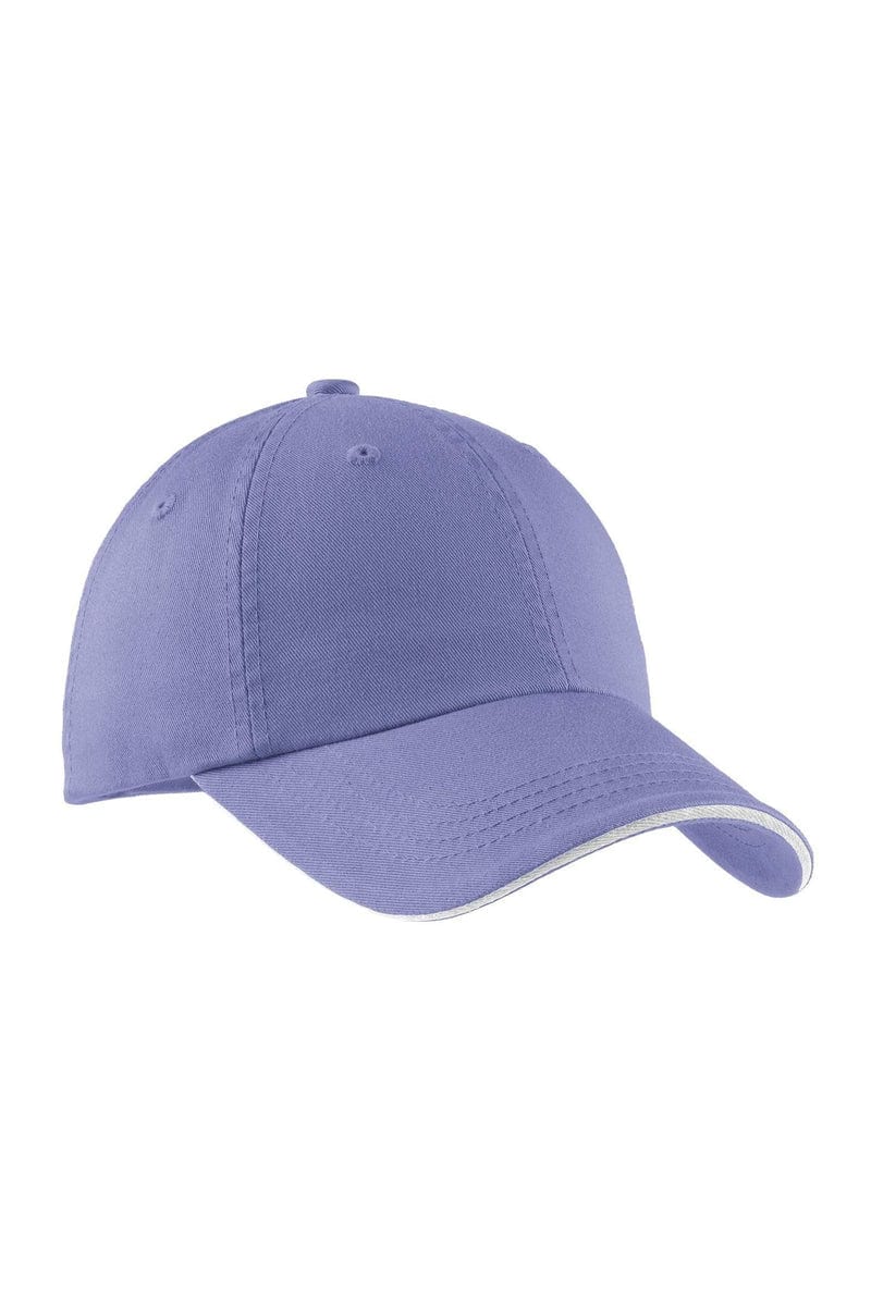 Port Authority Headwear OSFA / Blue Iris/Stone Port Authority® Sandwich Bill Cap with Striped Closure.  C830
