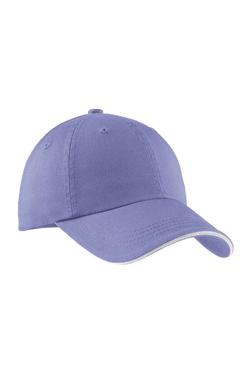 Port Authority Headwear OSFA / Blue Iris/ Stone Port Authority® Sandwich Bill Cap with Striped Closure.  C830