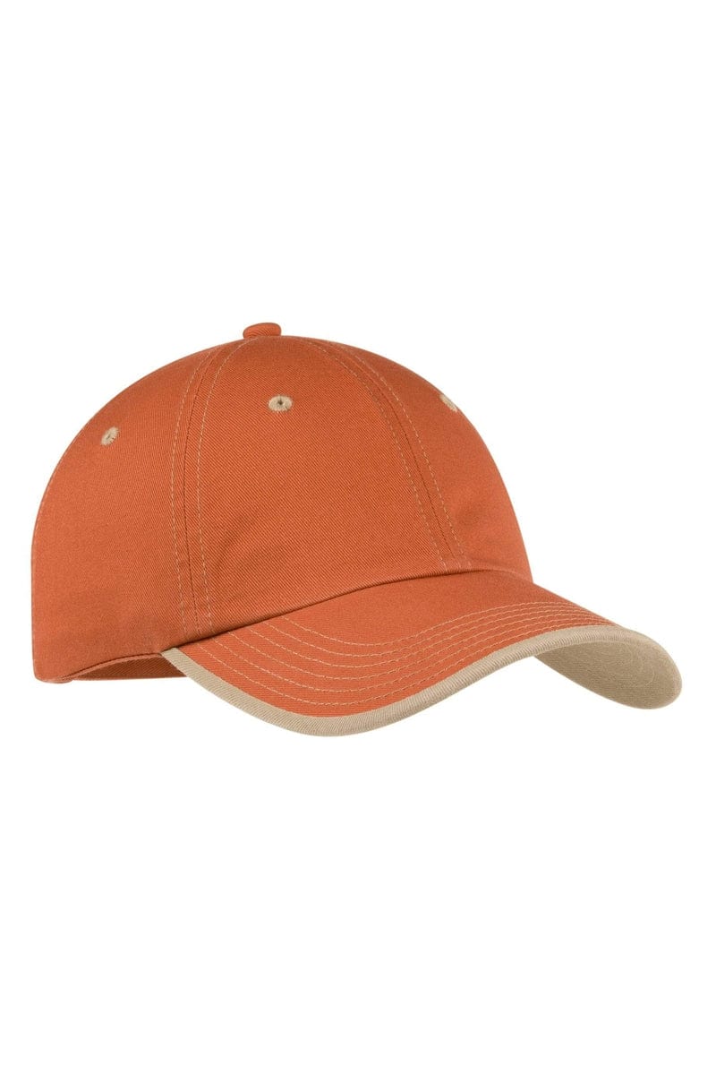 Port Authority Headwear OSFA / Burnt Orange/Light Sand Port Authority Vintage Washed Contrast Stitch Cap: C835