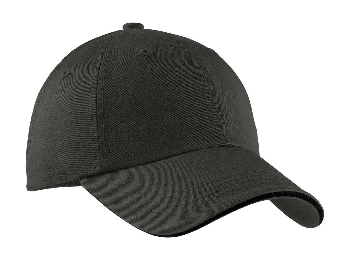 Port Authority Headwear OSFA / Charcoal/ Black Port Authority Sandwich Bill Cap with Striped Closure. C830
