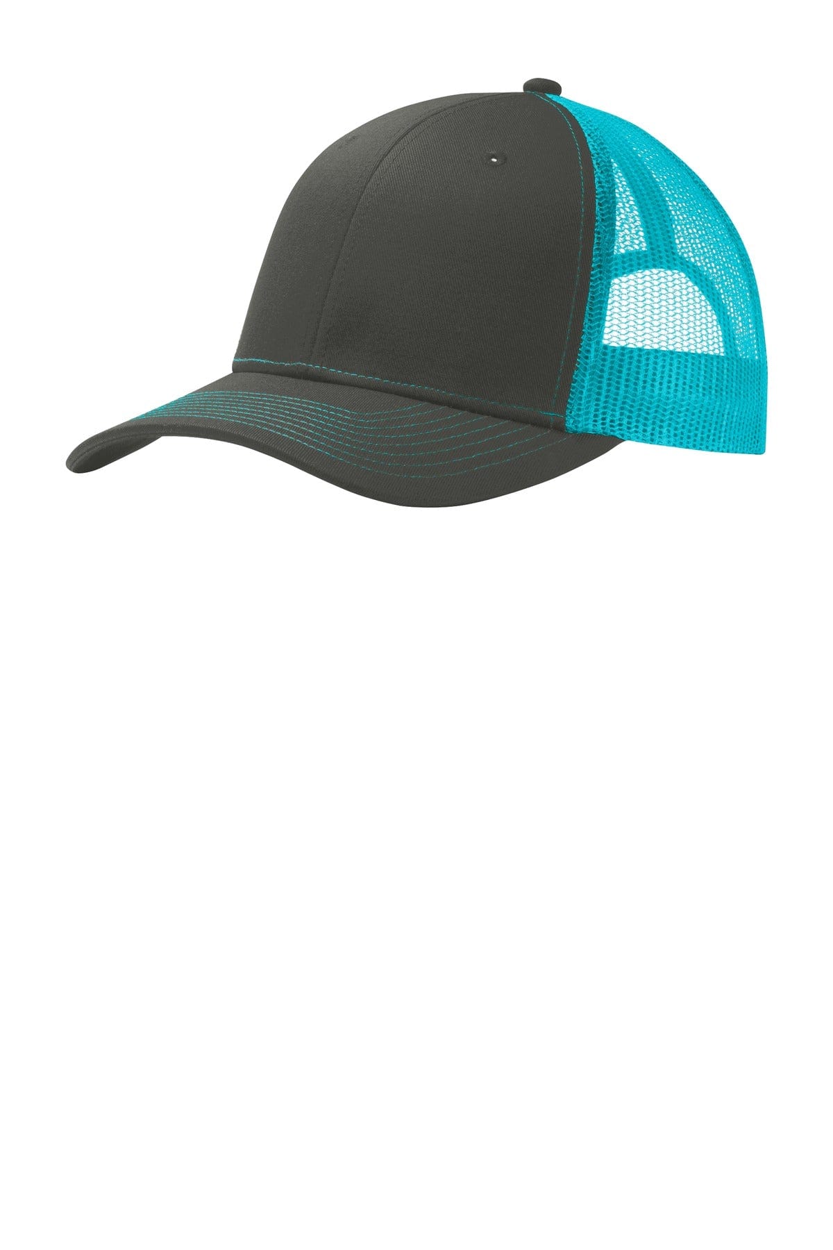 Port Authority Headwear OSFA / Grey Steel/ Neon Blue Port Authority Snapback Trucker Cap. C112