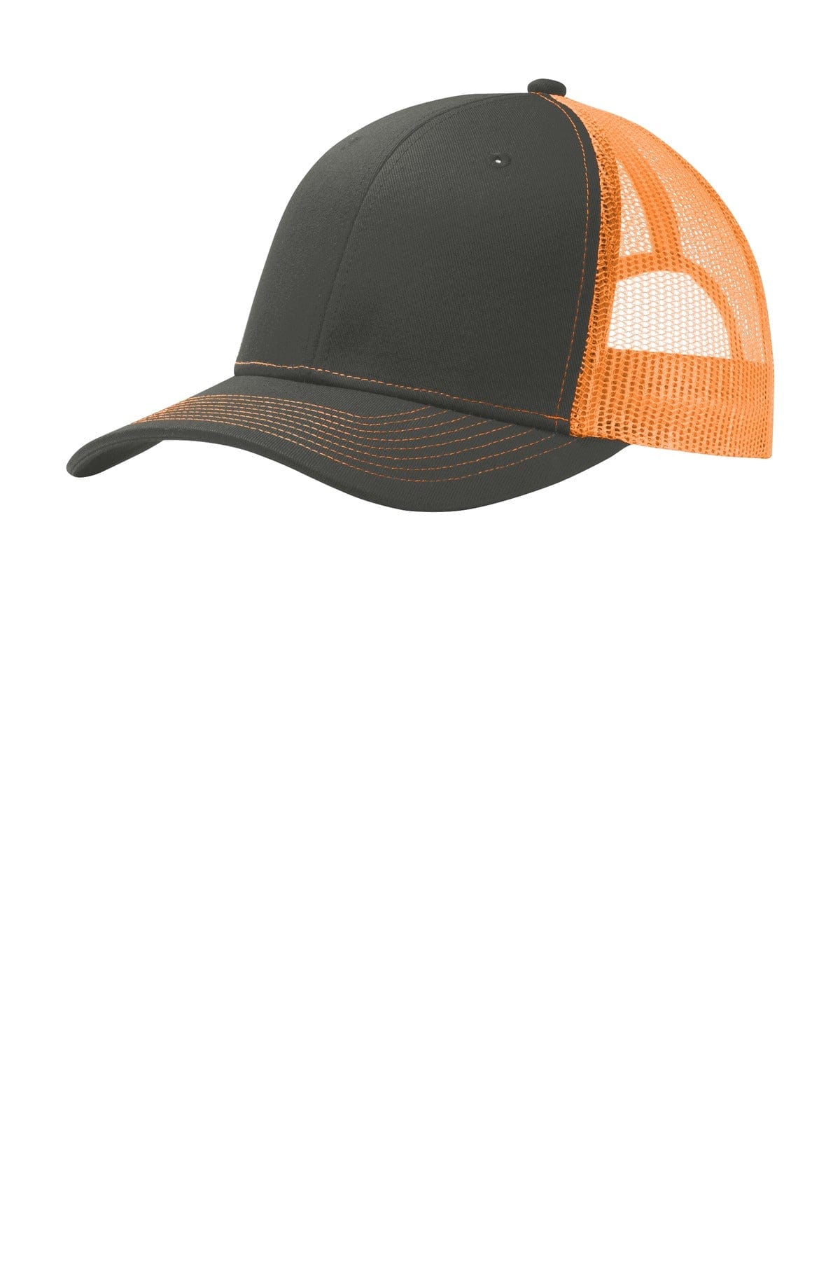 Port Authority Headwear OSFA / Grey Steel/ Neon Orange Port Authority Snapback Trucker Cap. C112