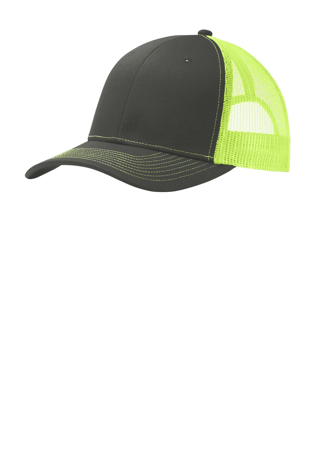 Port Authority Headwear OSFA / Grey Steel/ Neon Yellow Port Authority Snapback Trucker Cap. C112