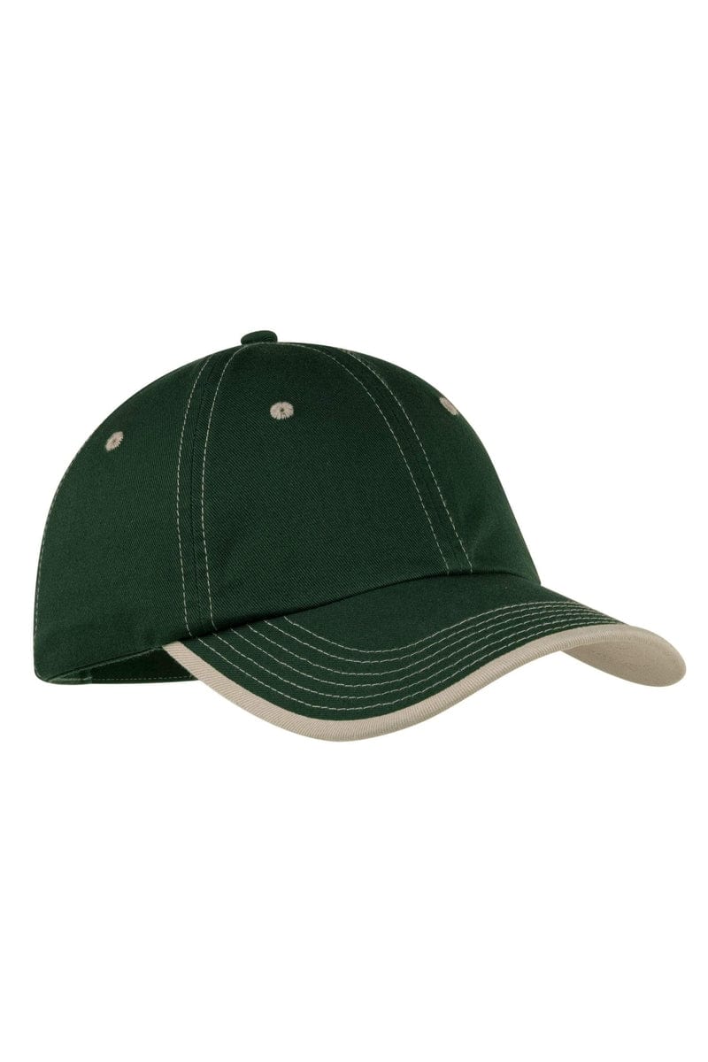 Port Authority Headwear OSFA / Hunter/ Stone Port Authority Vintage Washed Contrast Stitch Cap: C835