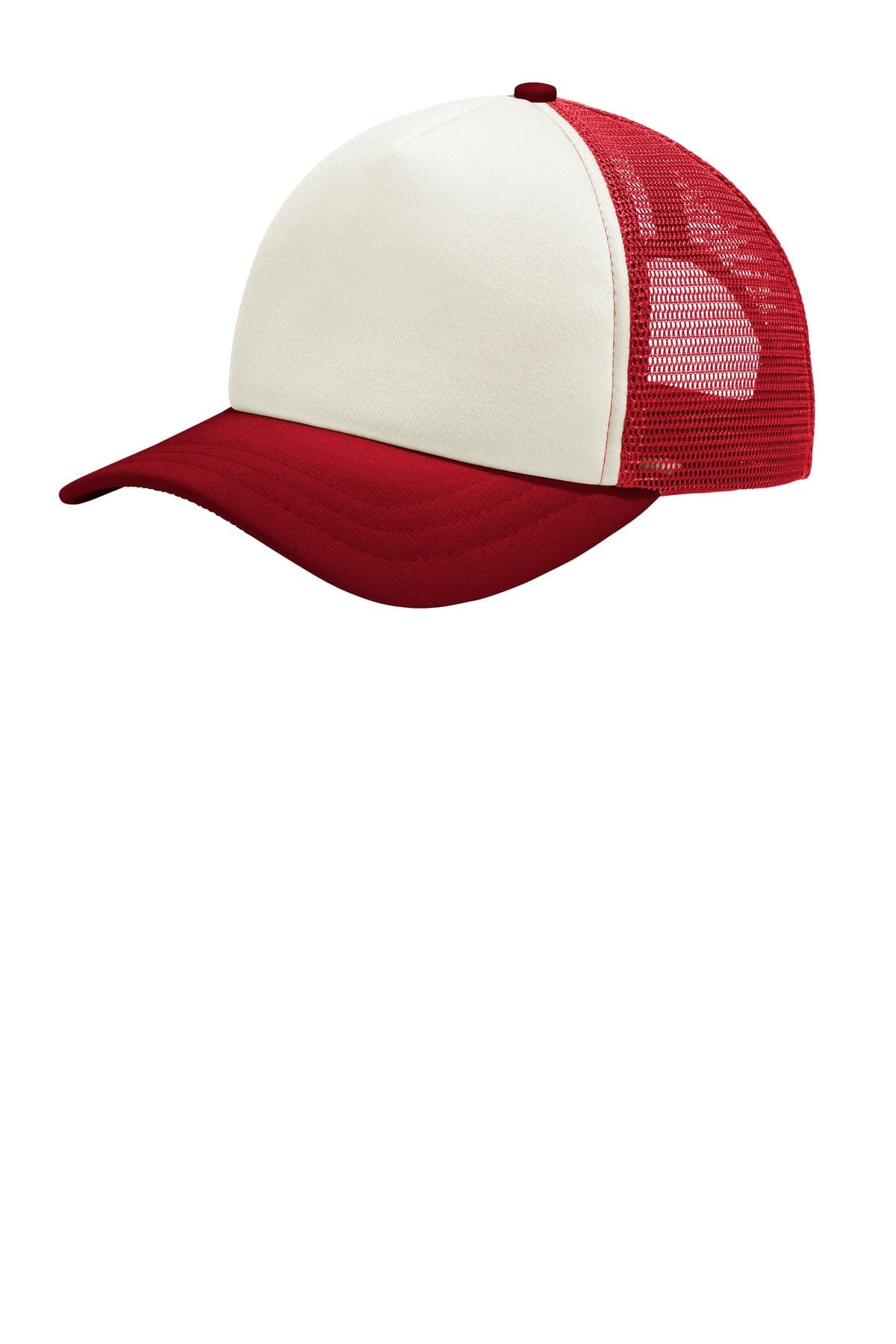 Port Authority Headwear OSFA / Ivory/ Red Port Authority 5-Panel Twill Foam Trucker Cap. C936