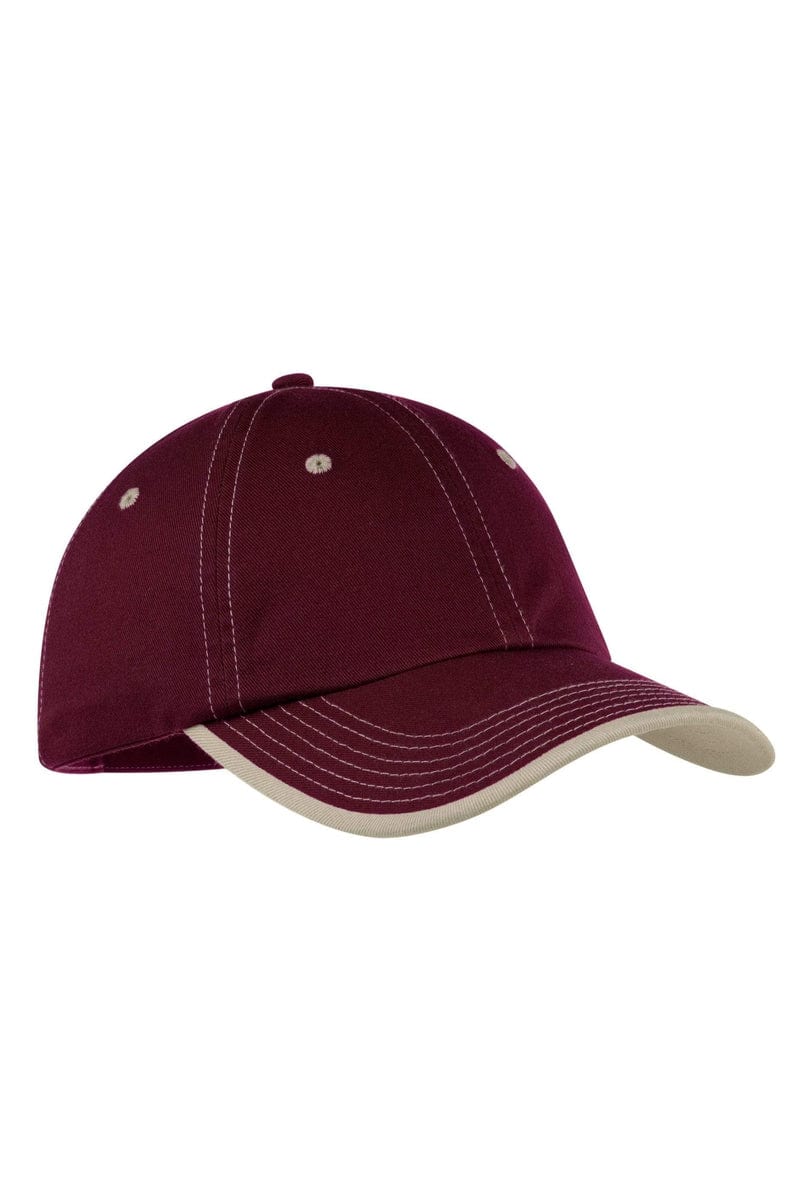 Port Authority Headwear OSFA / Maroon/ Stone Port Authority Vintage Washed Contrast Stitch Cap: C835