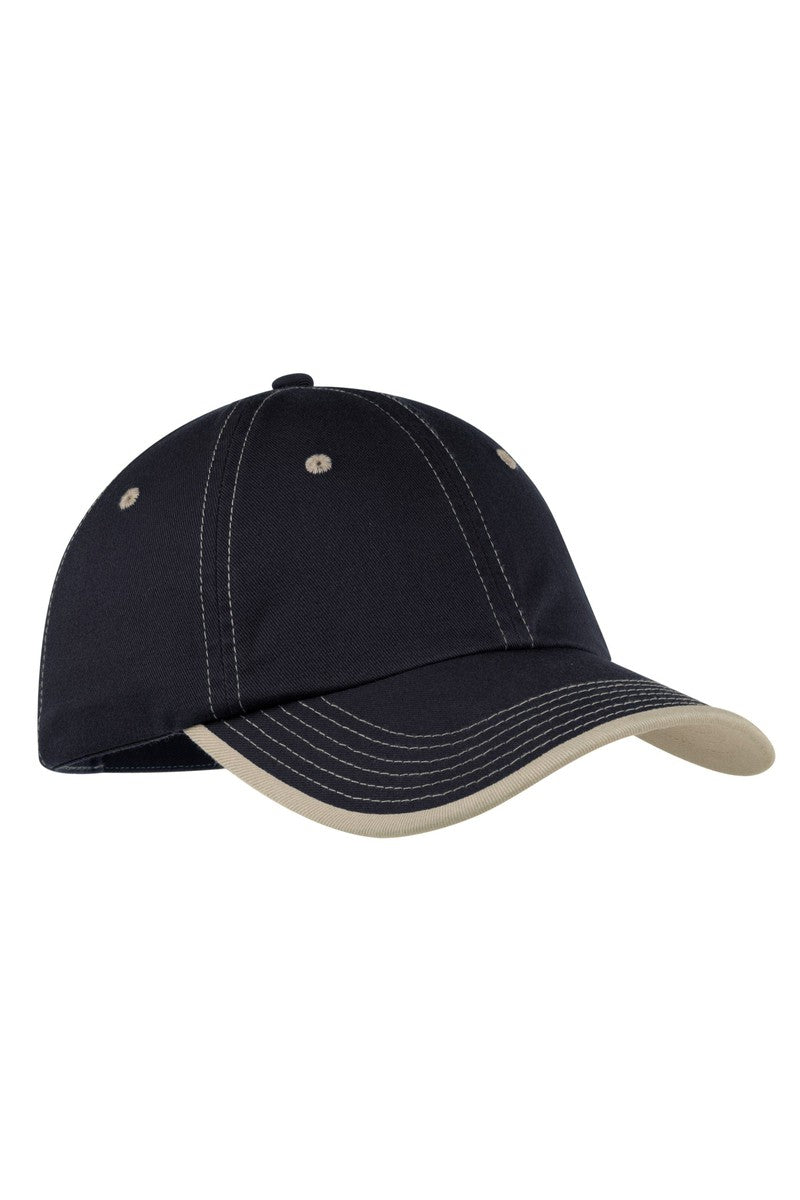 Port Authority Headwear OSFA / Navy/ Light Sand Port Authority Vintage Washed Contrast Stitch Cap: C835