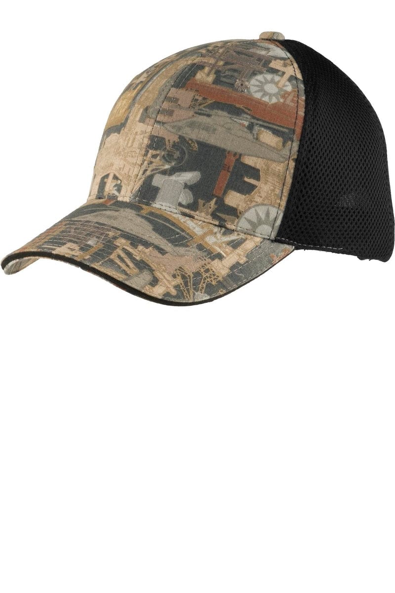 Port Authority Headwear OSFA / Oilfield Camo/ Black Mesh Port Authority® Camouflage Cap with Air Mesh Back. C912