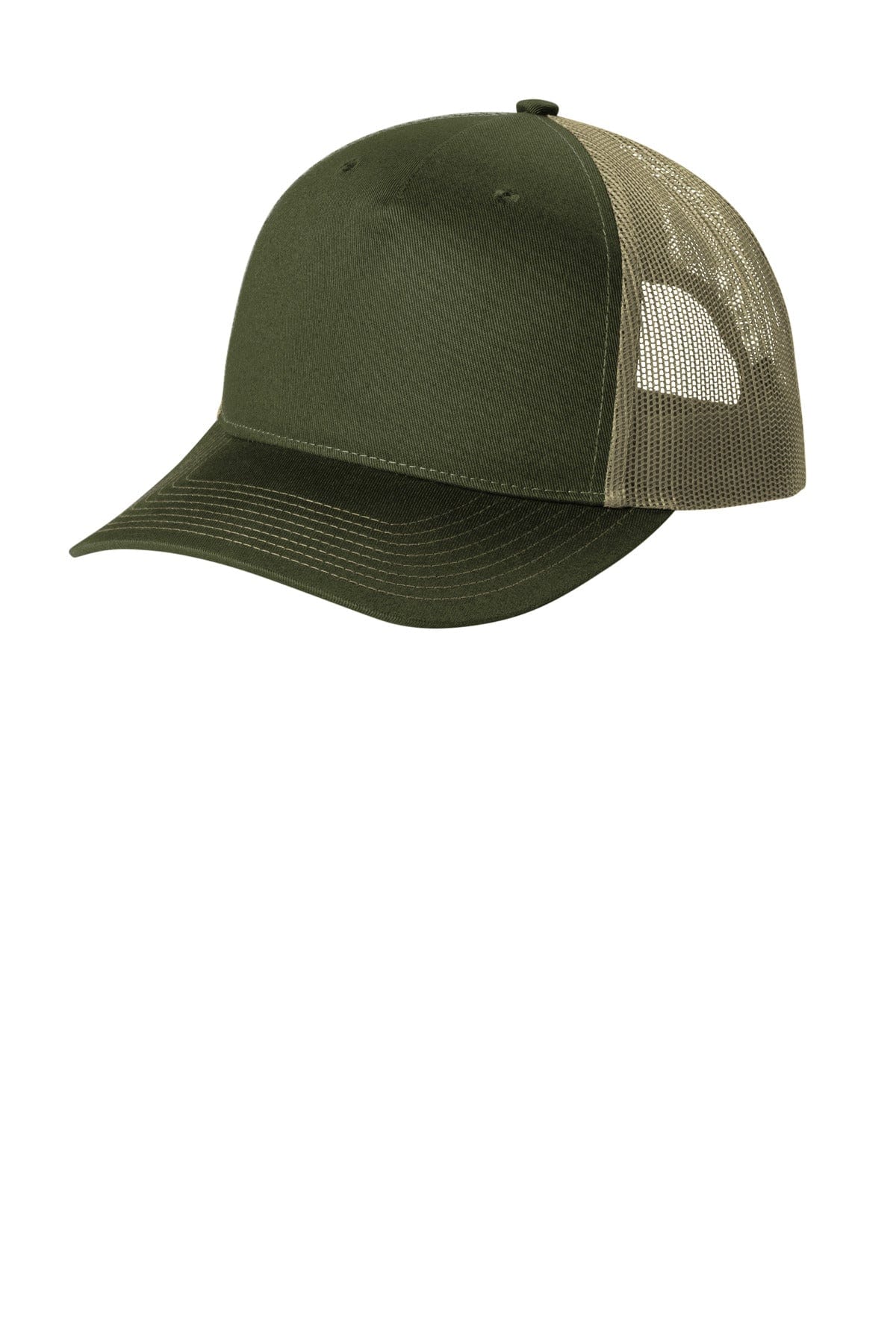 Port Authority Headwear OSFA / Olive Drab Green/ Tan Port Authority ®  Snapback Five-Panel Trucker Cap C115