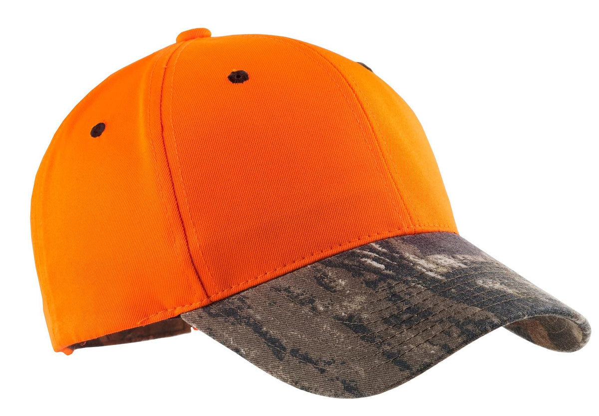 Port Authority Headwear OSFA / Orange Blaze/ Mossy Oak New Break-Up Port Authority® Enhanced Visibility Cap with Camo Brim. C804