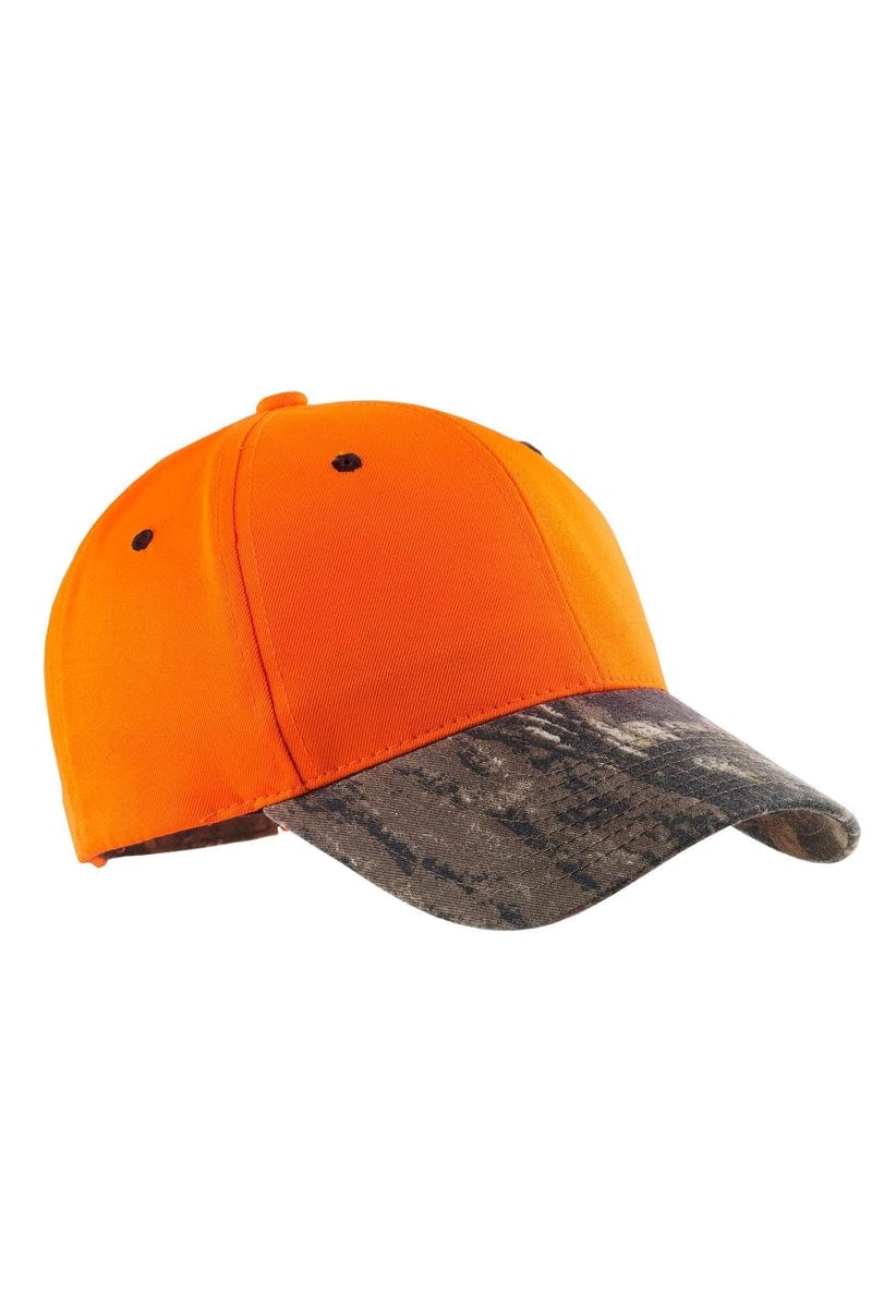 Port Authority Headwear OSFA / Orange Blaze/Mossy Oak Port Authority® Enhanced Visibility Cap with Camo Brim. C804
