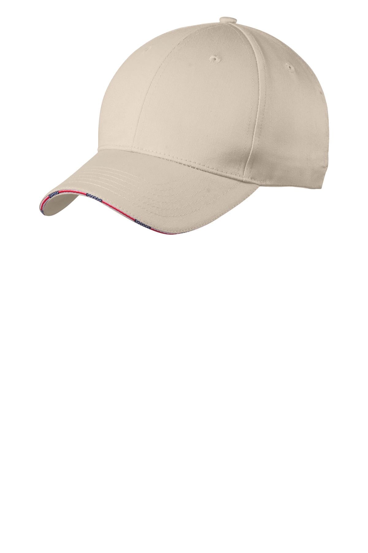 Port Authority Headwear OSFA / Oyster Port Authority® Americana Flag Sandwich Cap. C829