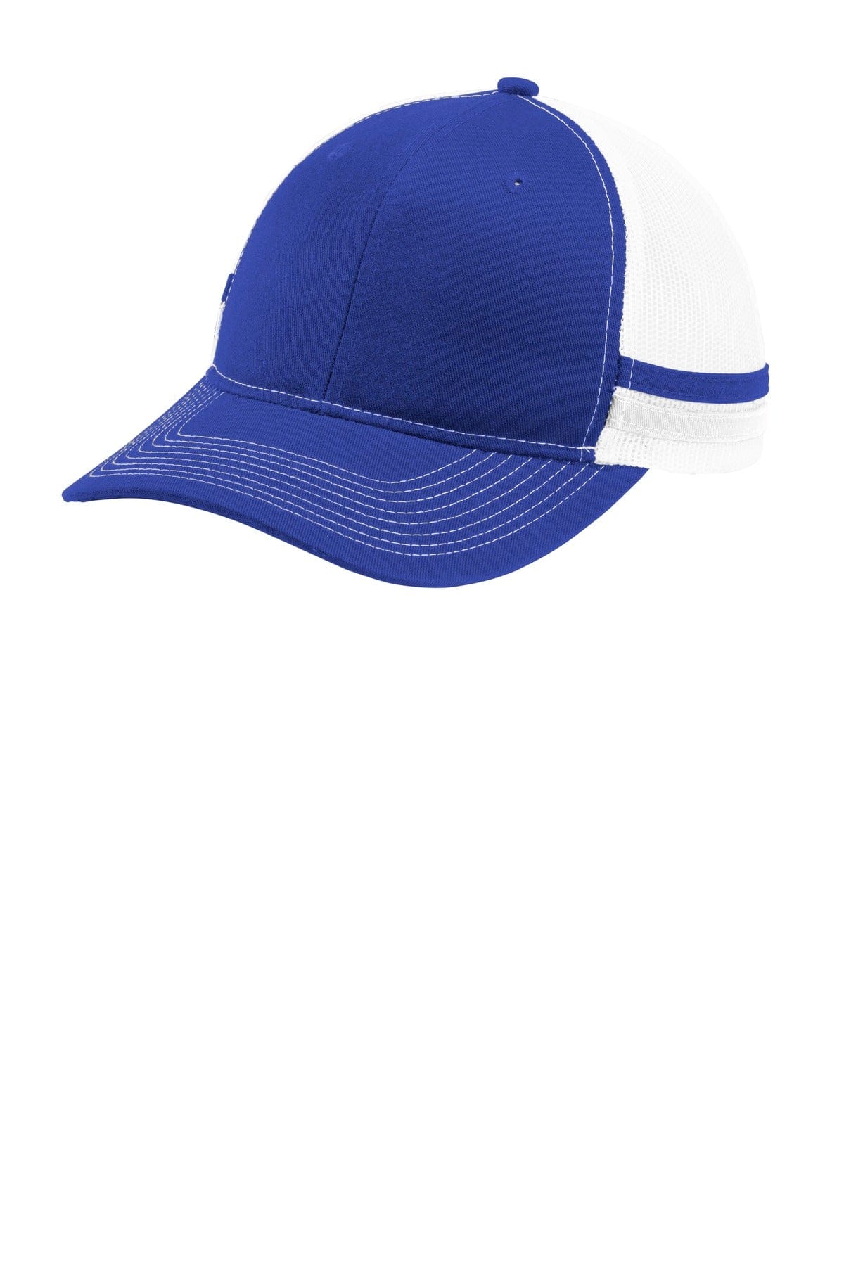 Port Authority Headwear OSFA / Patriot Blue/ Patriot Blue/ White Port Authority® Two-Stripe Snapback Trucker Cap. C113