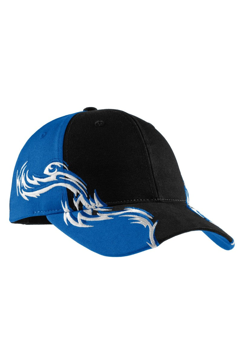 Port Authority Headwear Port Authority® Colorblock Racing Cap with Flames.  C859